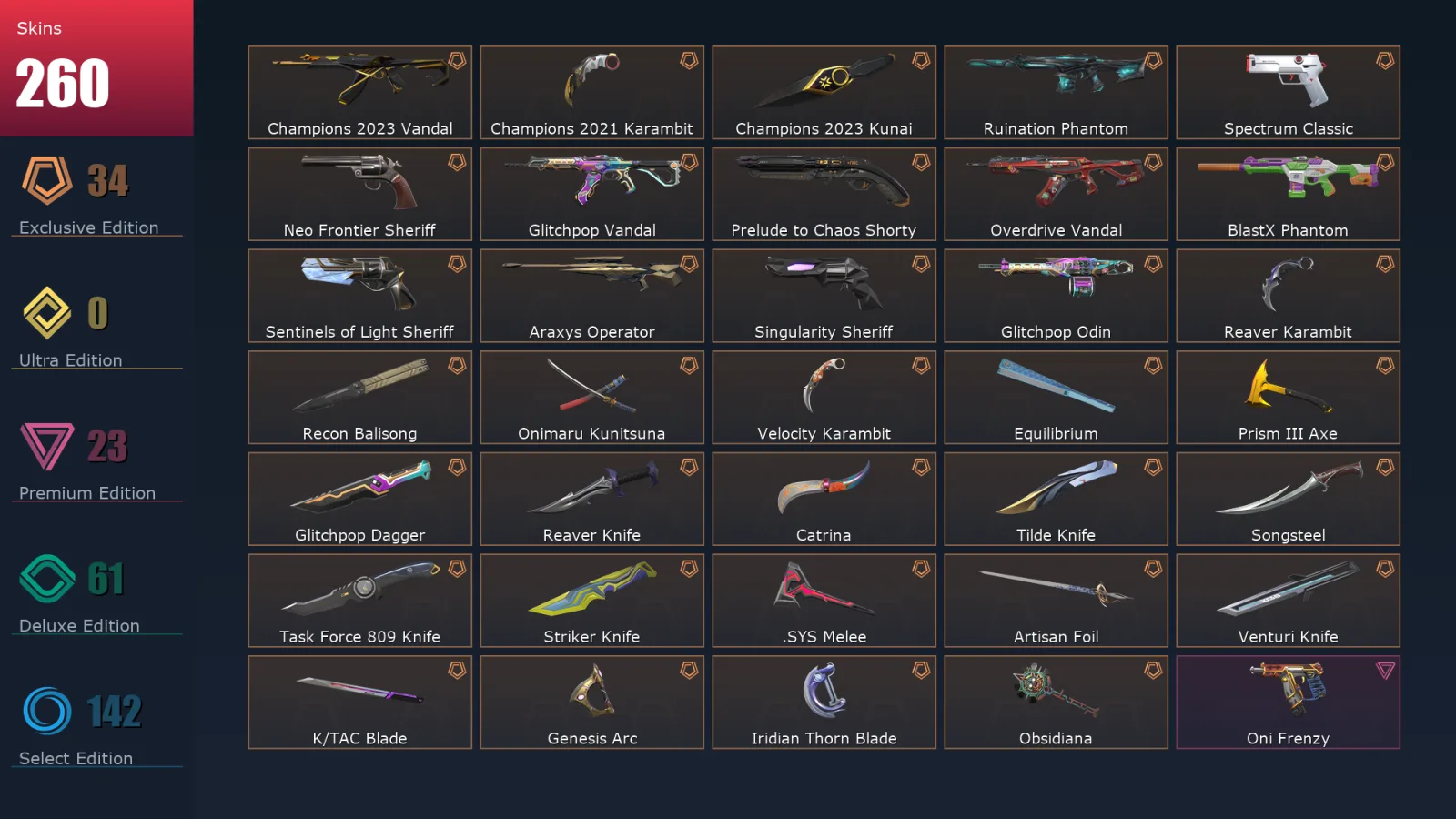 [Valorant] | EU | Level 500 | Gold 3 | 29 Agents | 260 Skins