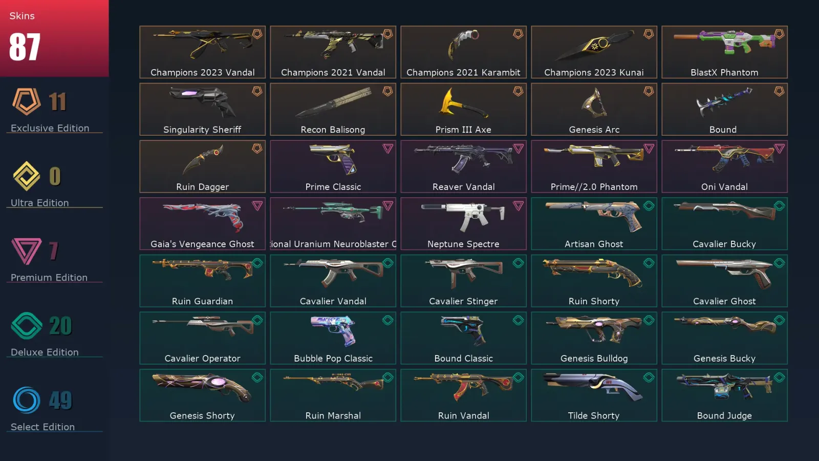 [Valorant] | EU | Level 315 | 26 Agents | 87 Skins