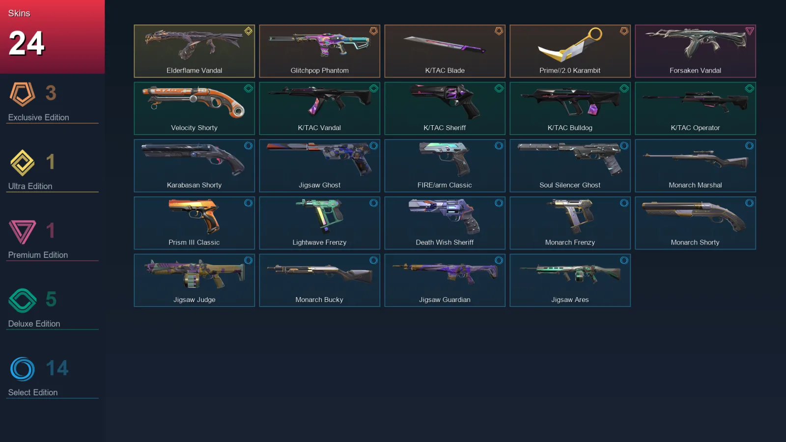 AP | Lv128 | Unranked | 24 Skin | 21 Agent | 63 Buddy — Valorant account
