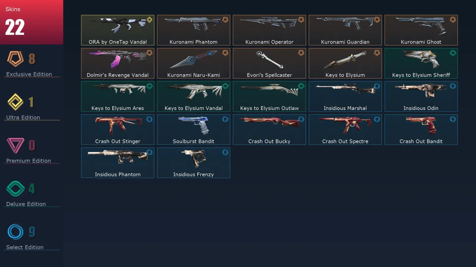 [Valorant] | EU | Level 51 | 16 Agents | 22 Skins