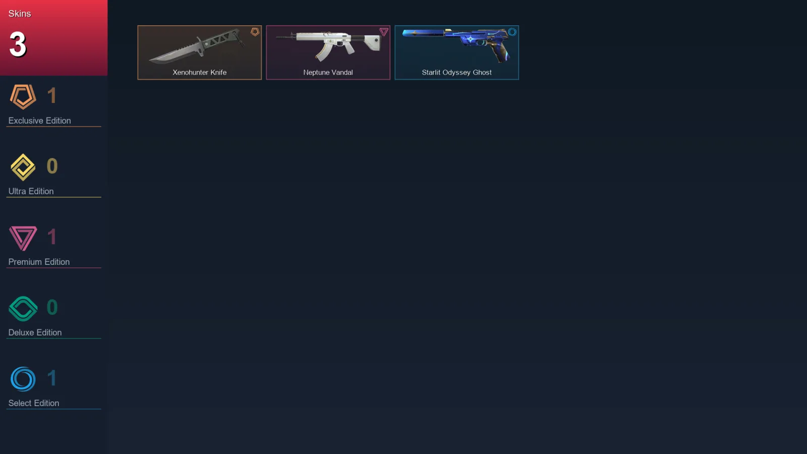 AP | Lv44 | Unranked | 3 Skin | 15 Agent | 9 Buddy — Xenohunter Knife