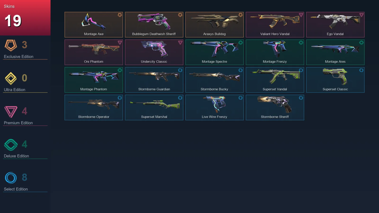 AP | Lv53 | Unranked | 19 Skin | 15 Agent | 34 Buddy — Valorant account