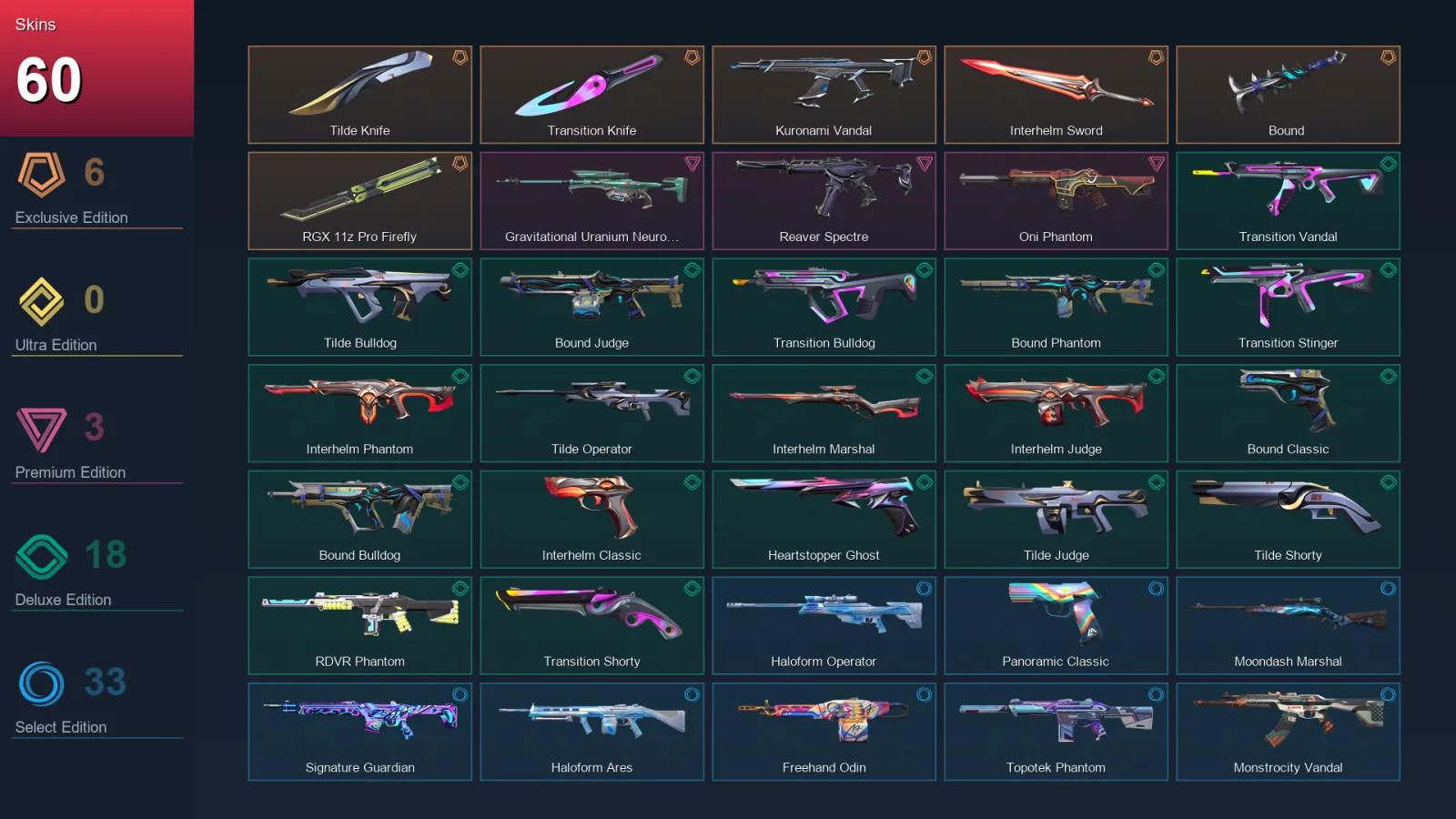 EU | Lv91 | Unranked | 60 Skin | 23 Agent | 59 Buddy