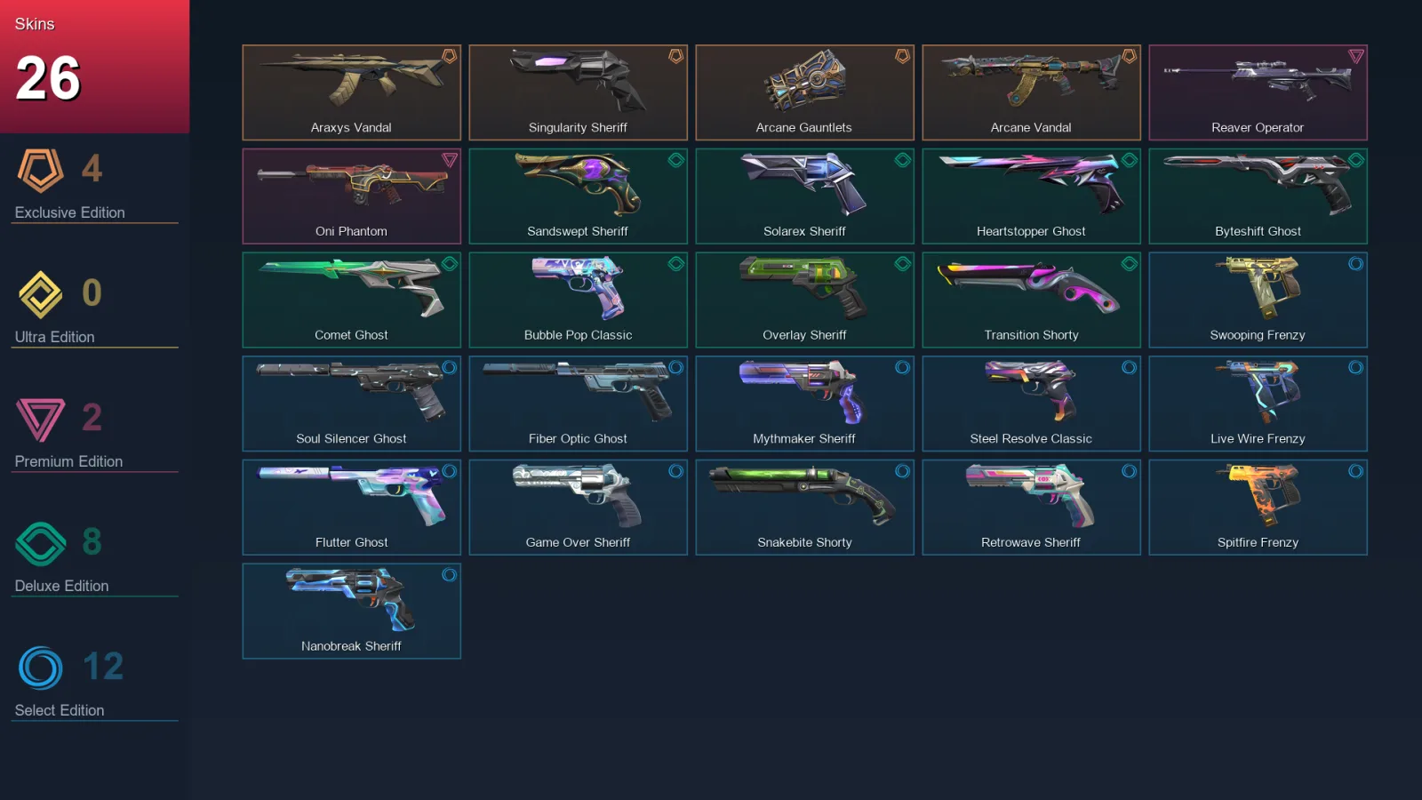 AP | Lv311 | Unranked | 26 Skin | 28 Agent | 86 Buddy — Valorant account
