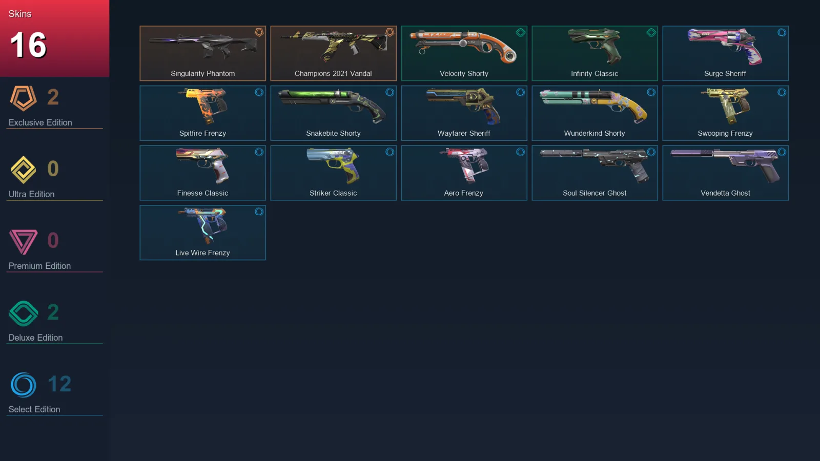 AP | Lv215 | Unranked | 16 Skin | 28 Agent | 95 Buddy