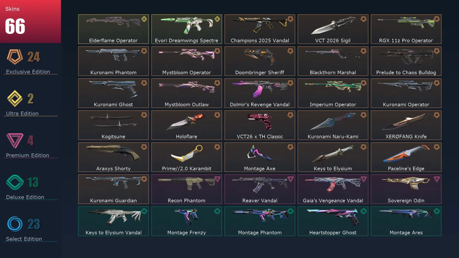 [Valorant] | EU | Level 113 | Ascendant 2 | 17 Agents | 66 Skins — Valorant account