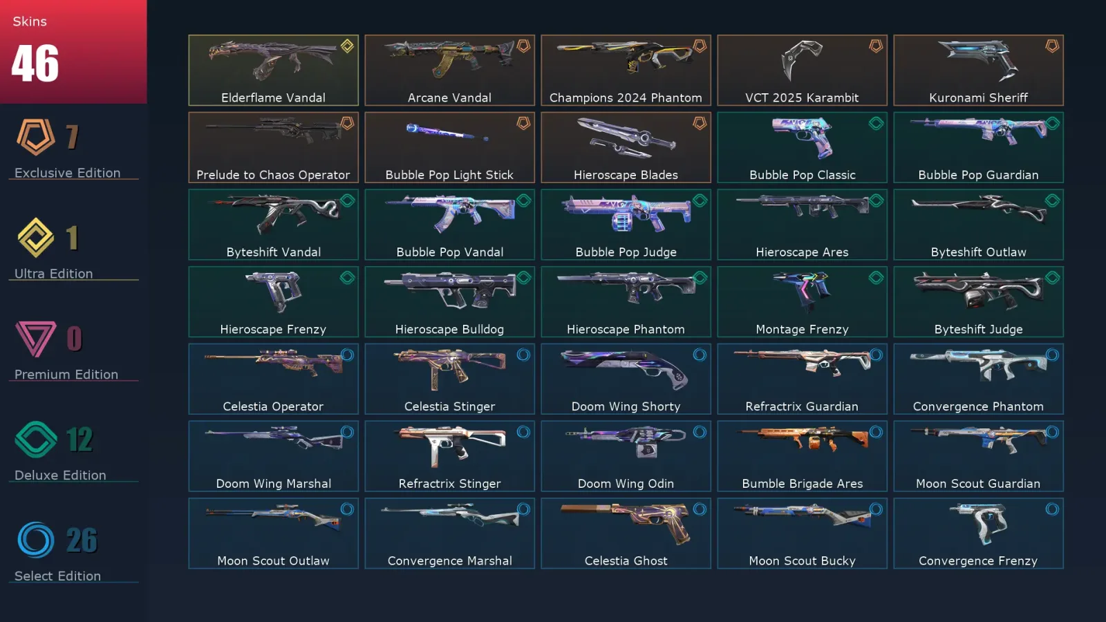 [Valorant] | EU | Level 146 | 29 Agents | 46 Skins