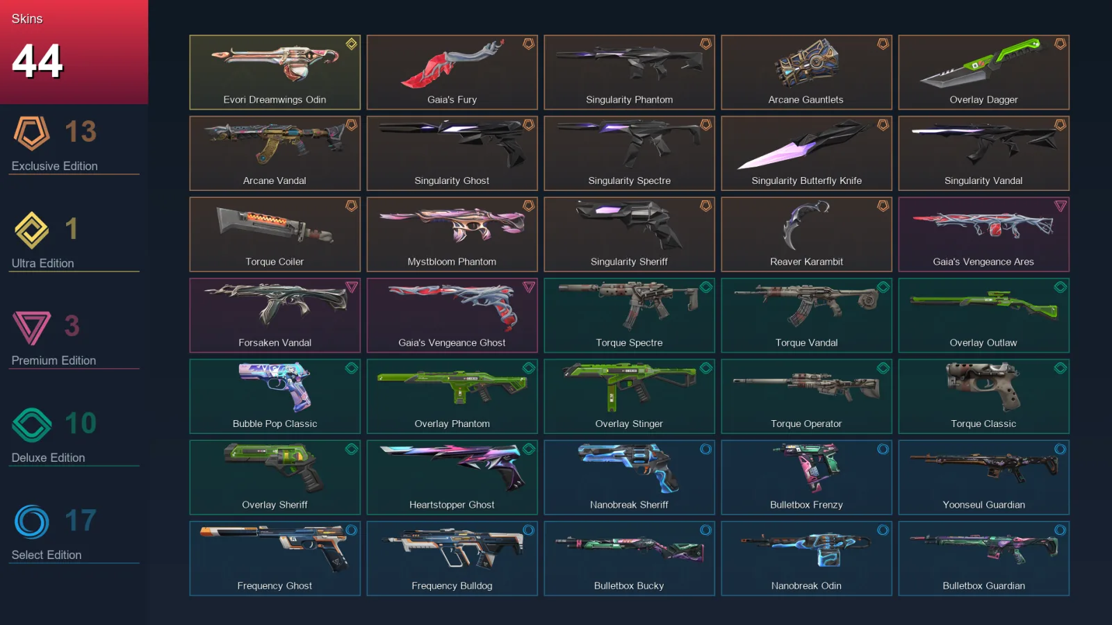 AP | Lv90 | Unranked | 44 Skin | 27 Agent | 49 Buddy
