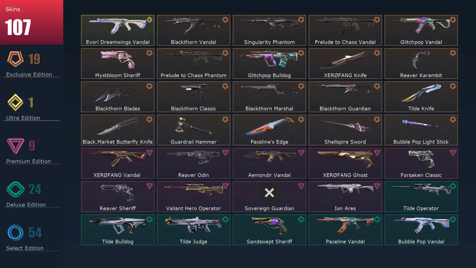 [Valorant] | EU | Level 207 | Ascendant 2 | 29 Agents | 107 Skins — Valorant account