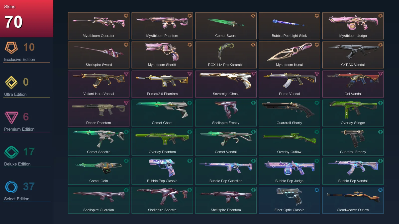 NA | Lv99 | Unranked | 70 Skin | 28 Agent | 66 Buddy