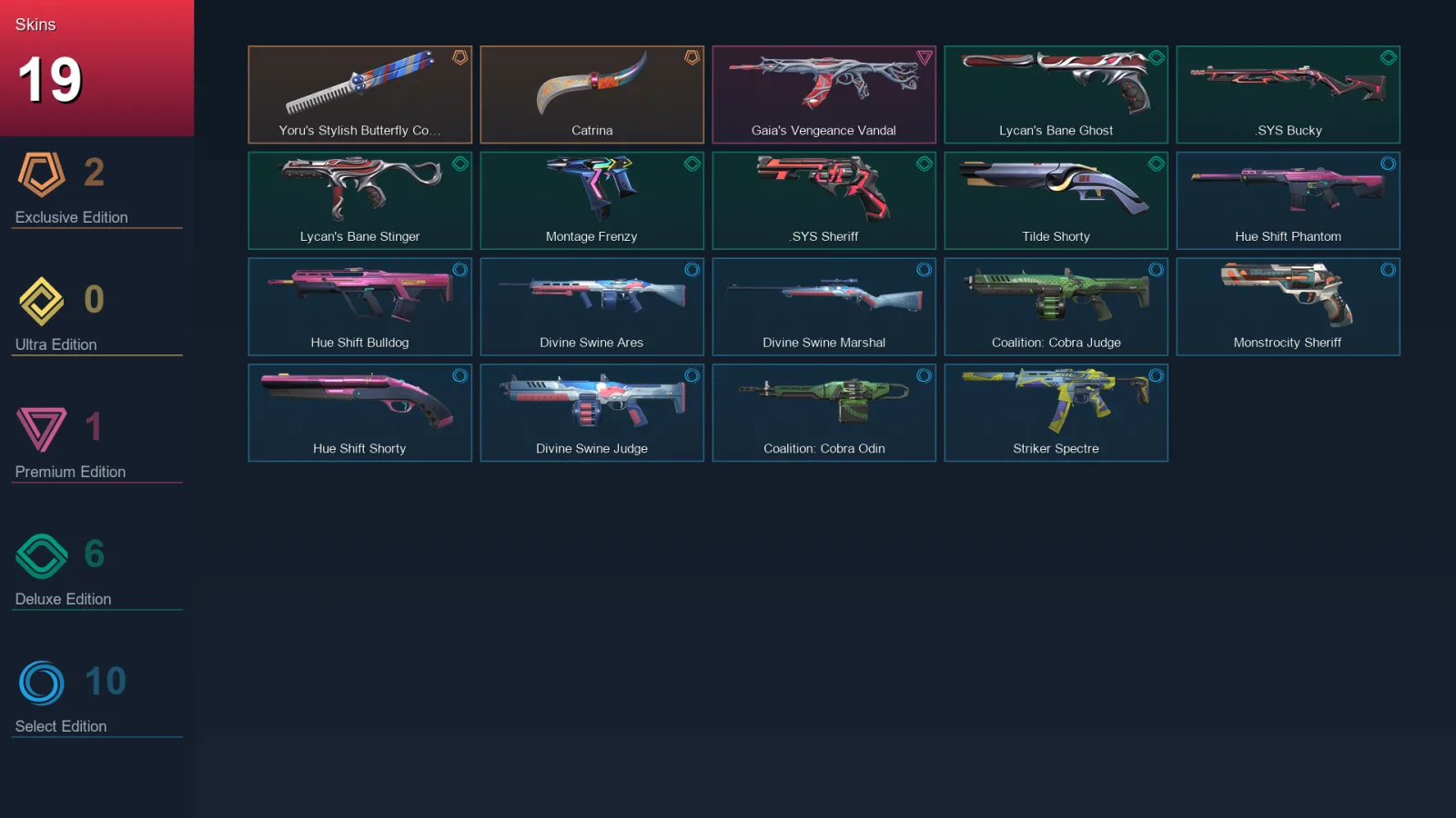 EU | Lv110 | Unranked | 19 Skin | 29 Agent | 51 Buddy