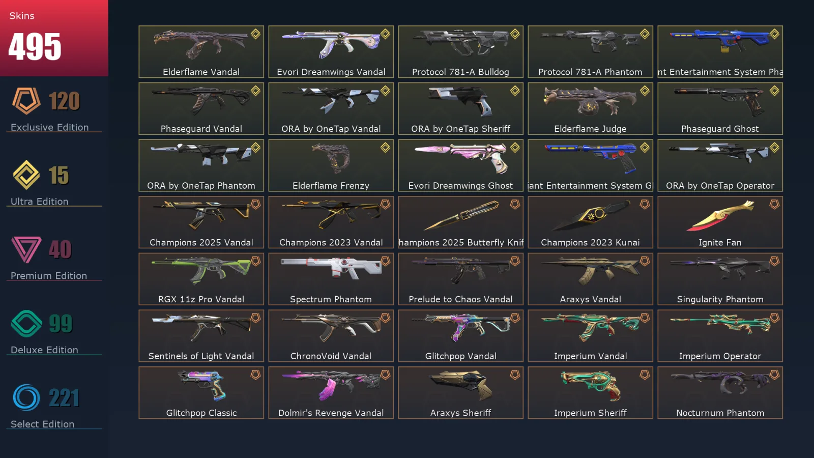 [Valorant] | EU | Level 500 | 28 Agents | 495 Skins