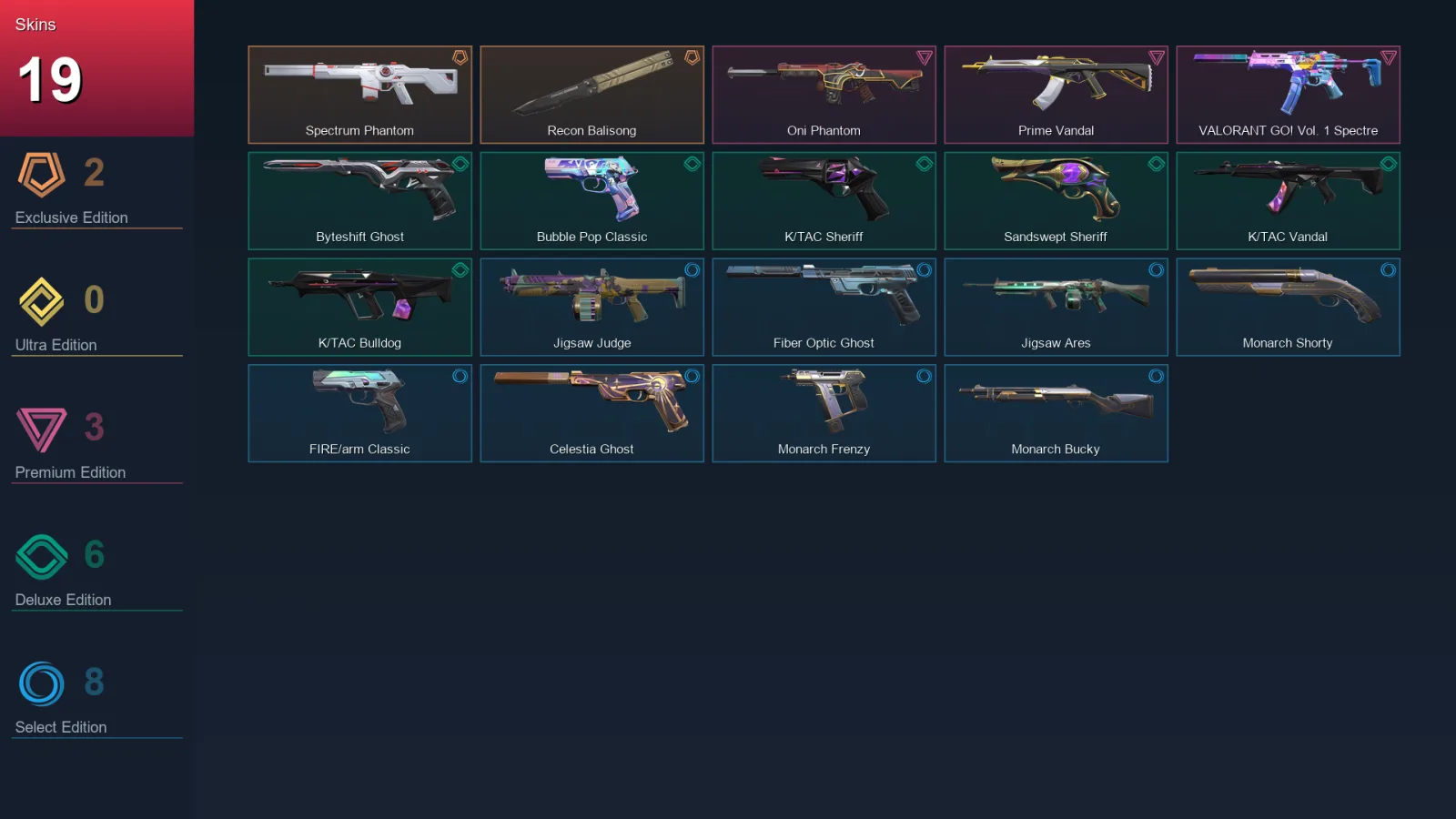 AP | Spectrum Phantom | Recon Balisong | Oni Phantom | Prime Vandal | 19 Skin | 27 Agent | 72 Buddy | Lv160
