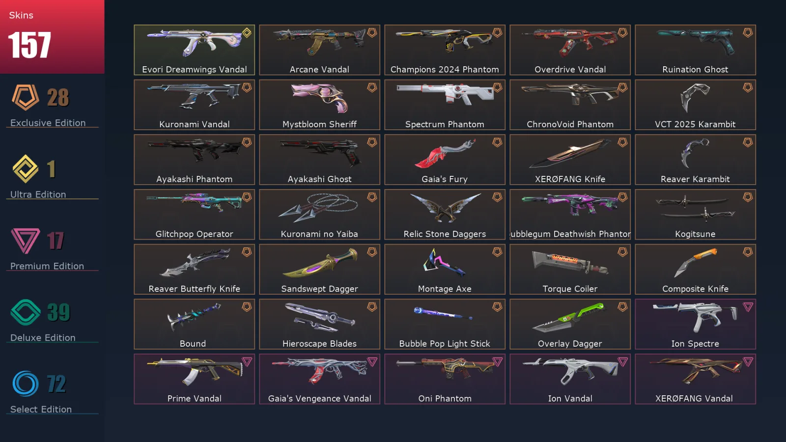 [Valorant] | EU | Level 381 | 29 Agents | 157 Skins