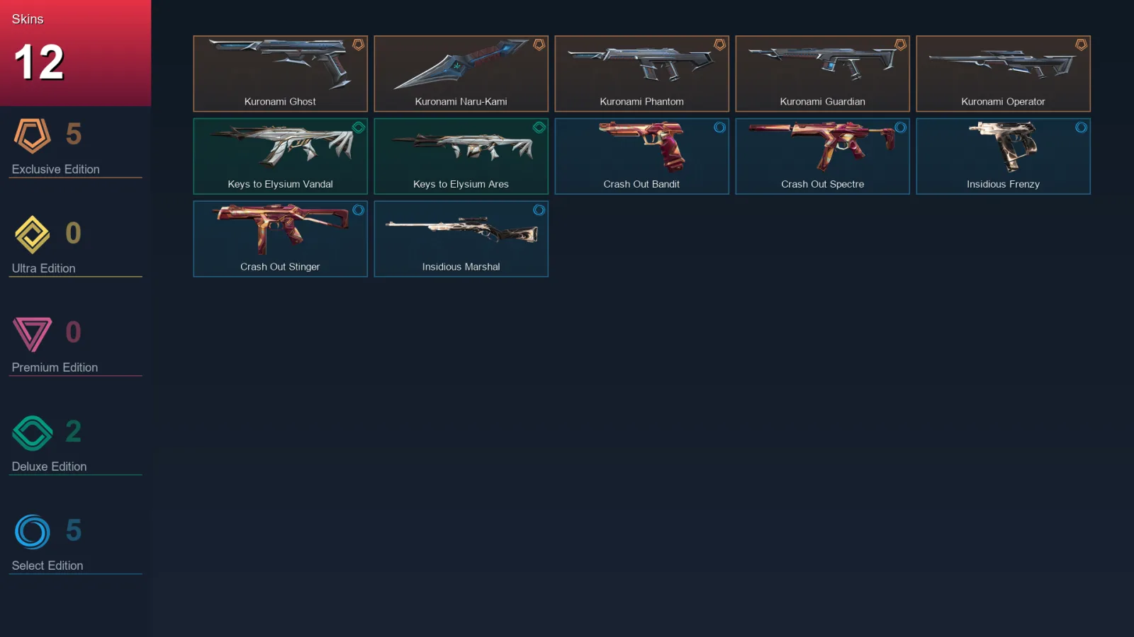 BR | Lv19 | Unranked | 12 Skin | 8 Agent | 8 Buddy
