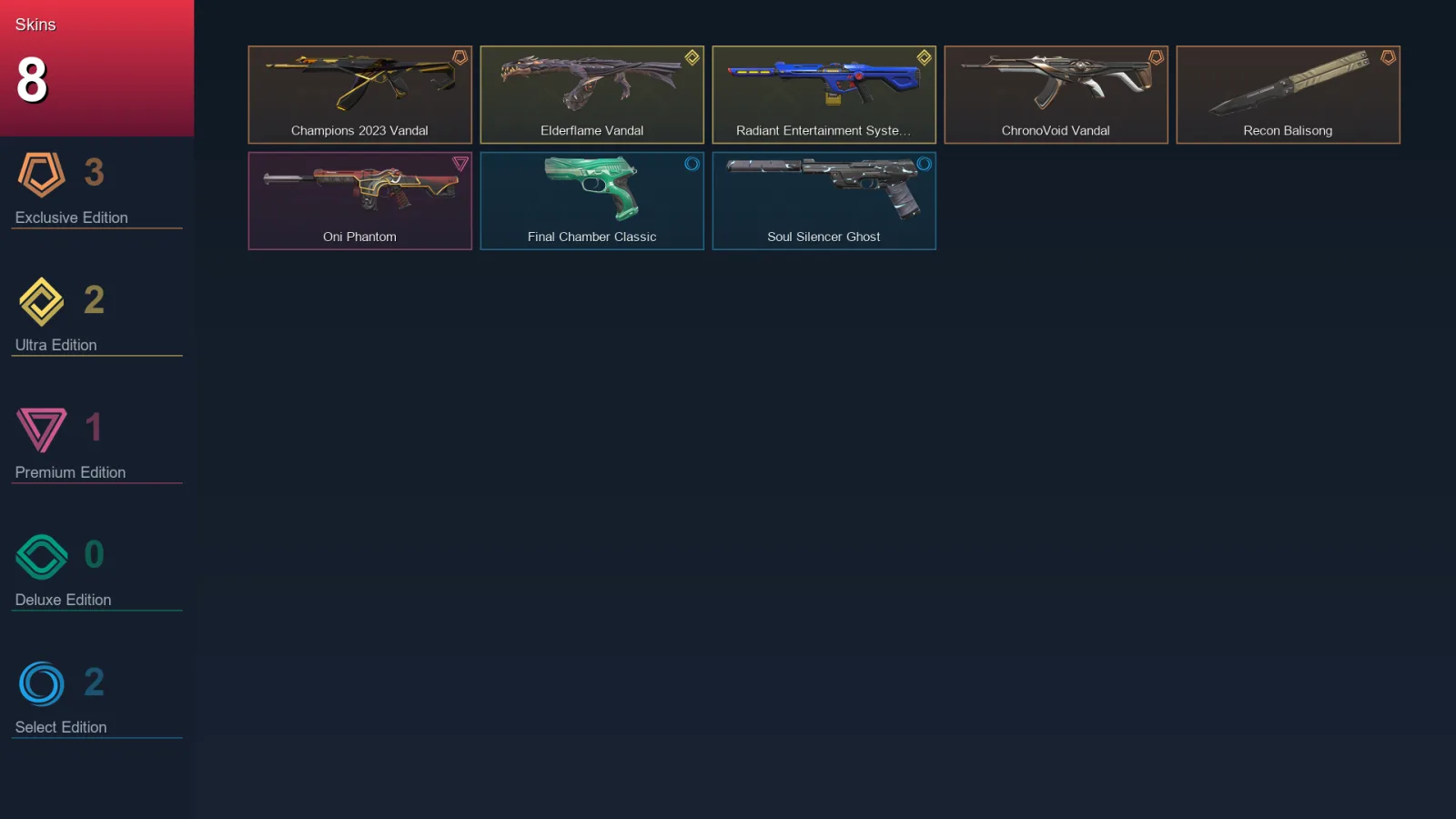 AP | Lv110 | Unranked | 8 Skin | 26 Agent | 55 Buddy