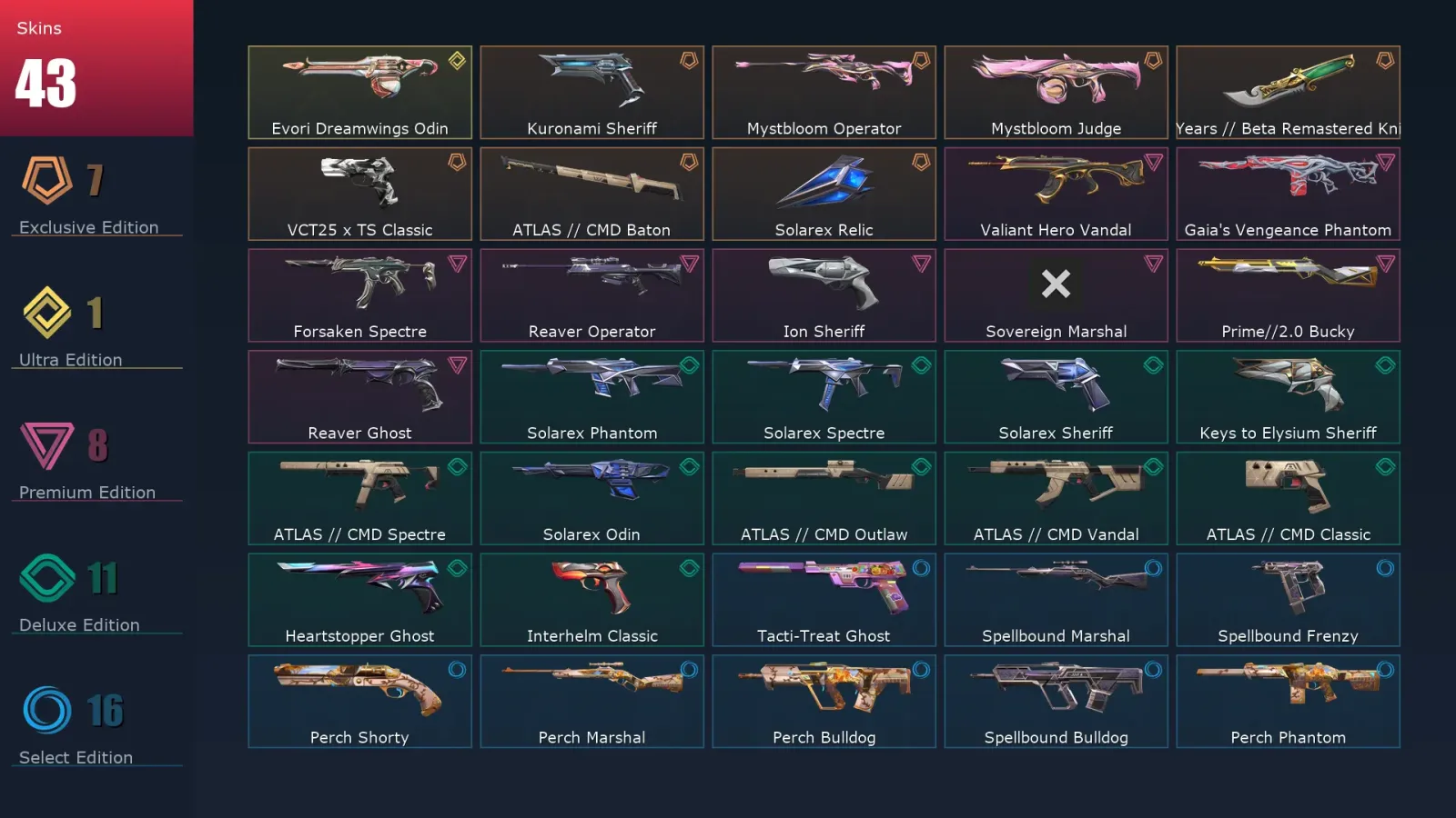[Valorant] | EU | Level 74 | 22 Agents | 43 Skins
