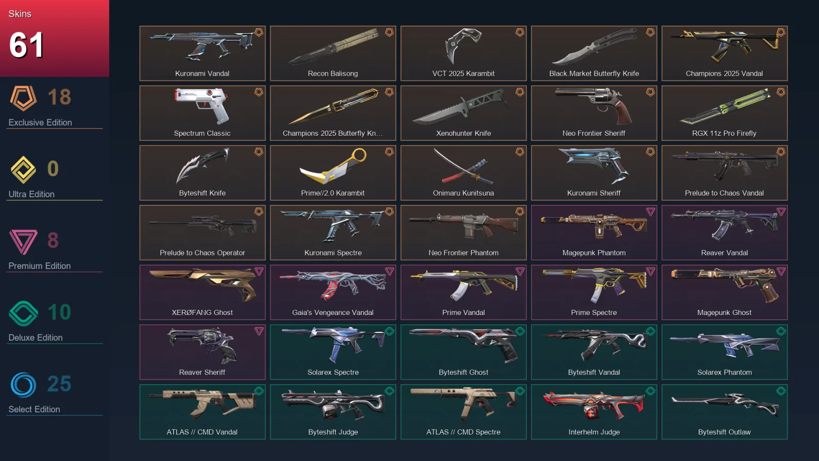 EU | Lv62 | Unranked | 61 Skin | 17 Agent | 45 Buddy