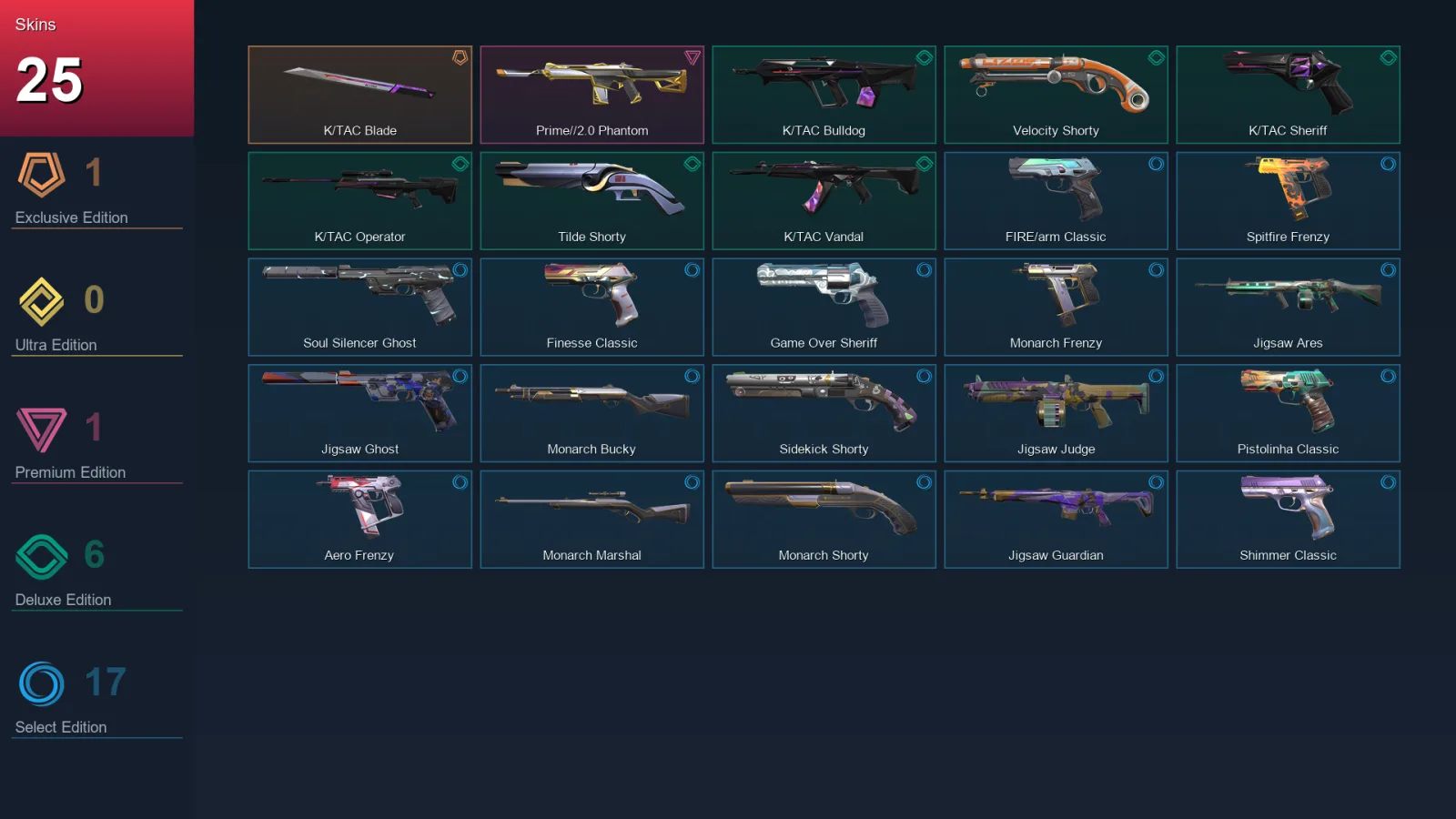 AP | Lv178 | Unranked | 25 Skin | 23 Agent | 67 Buddy — Valorant account