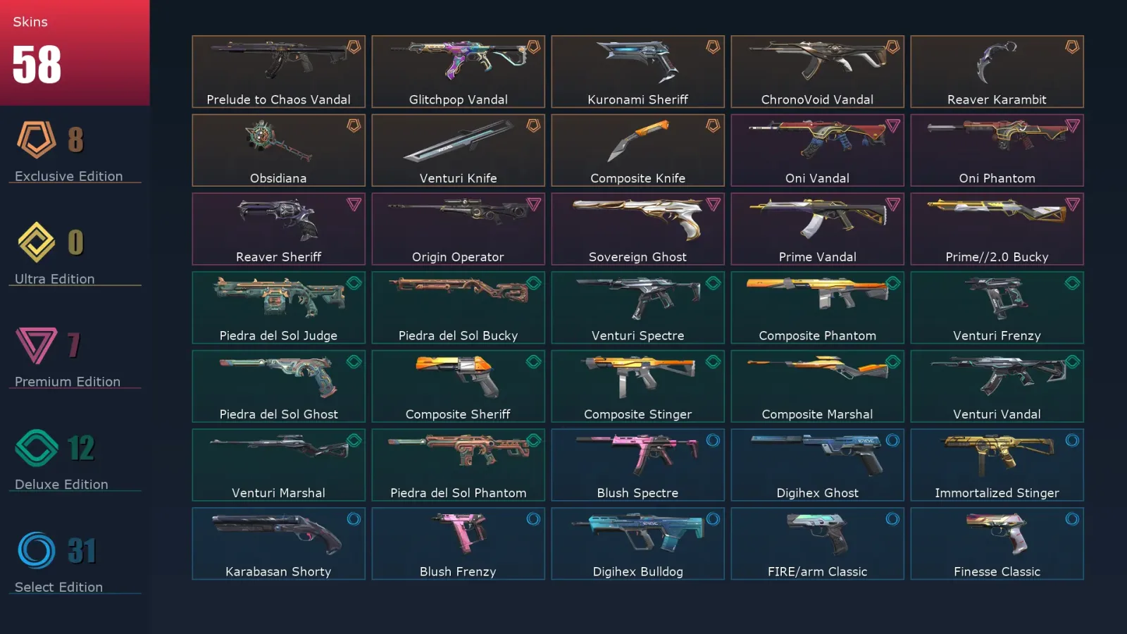 [Valorant] | EU | Level 174 | 26 Agents | 58 Skins — Valorant account