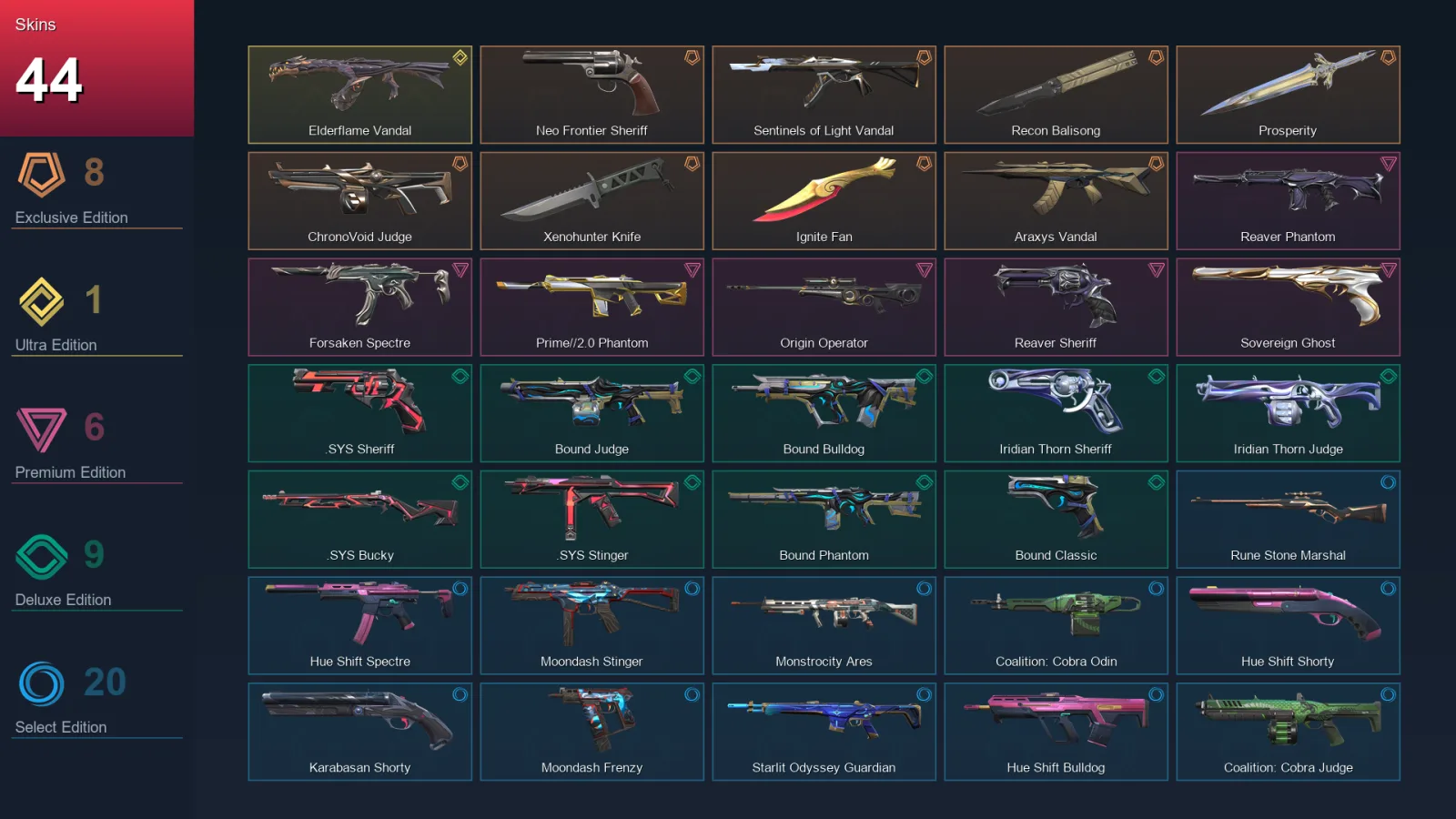 AP | Lv97 | Unranked | 44 Skin | 27 Agent | 50 Buddy