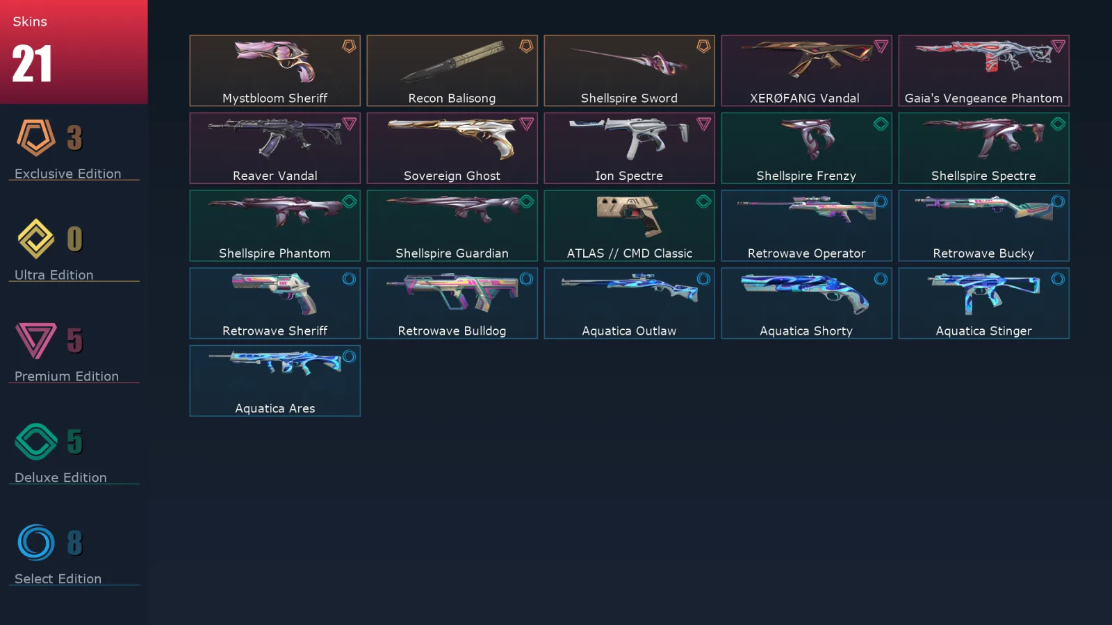 [Valorant] | EU | Level 102 | Bronze 3 | 29 Agents | 21 Skins