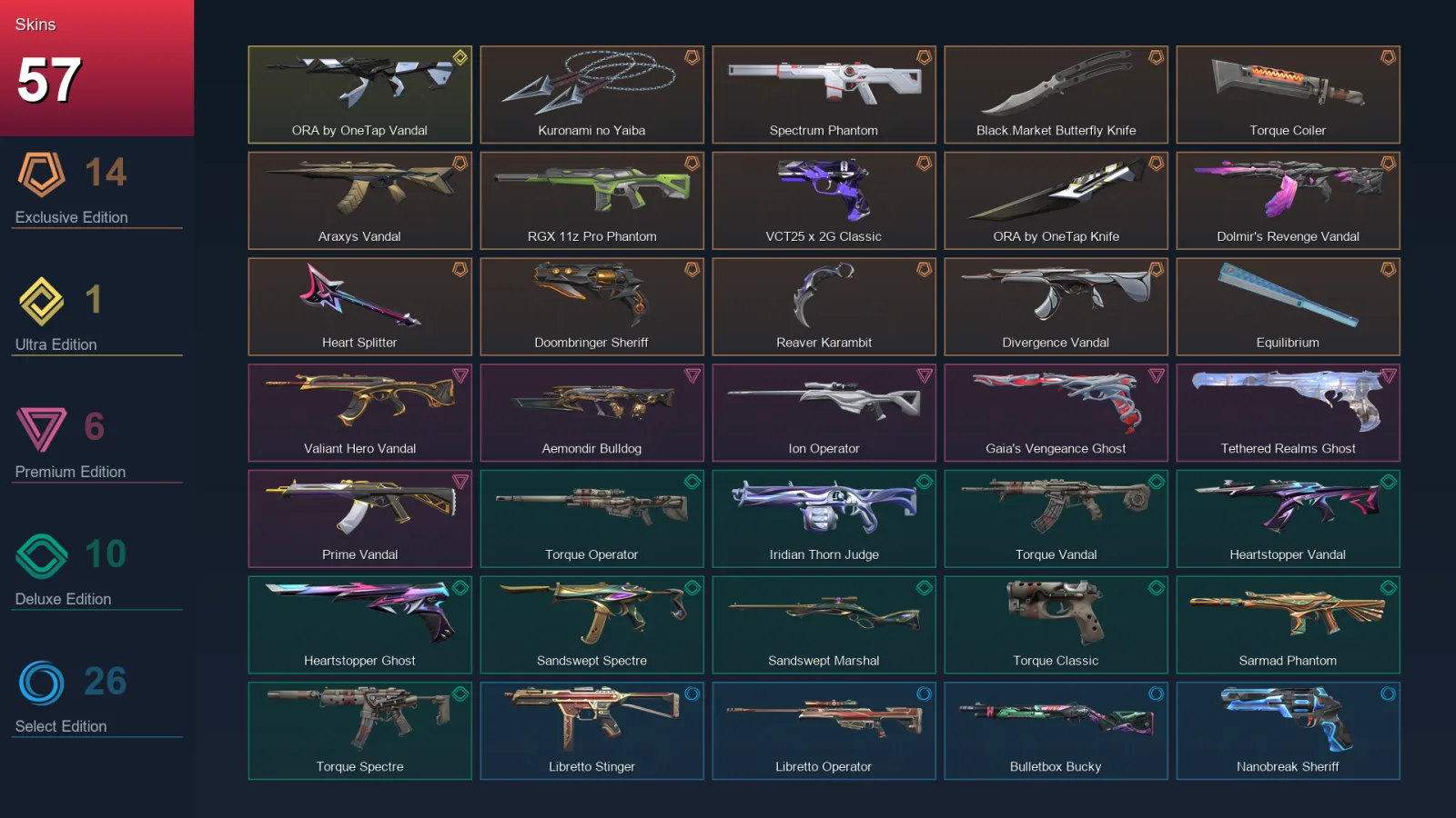 EU | Lv117 | Unranked | 57 Skin | 27 Agent | 61 Buddy