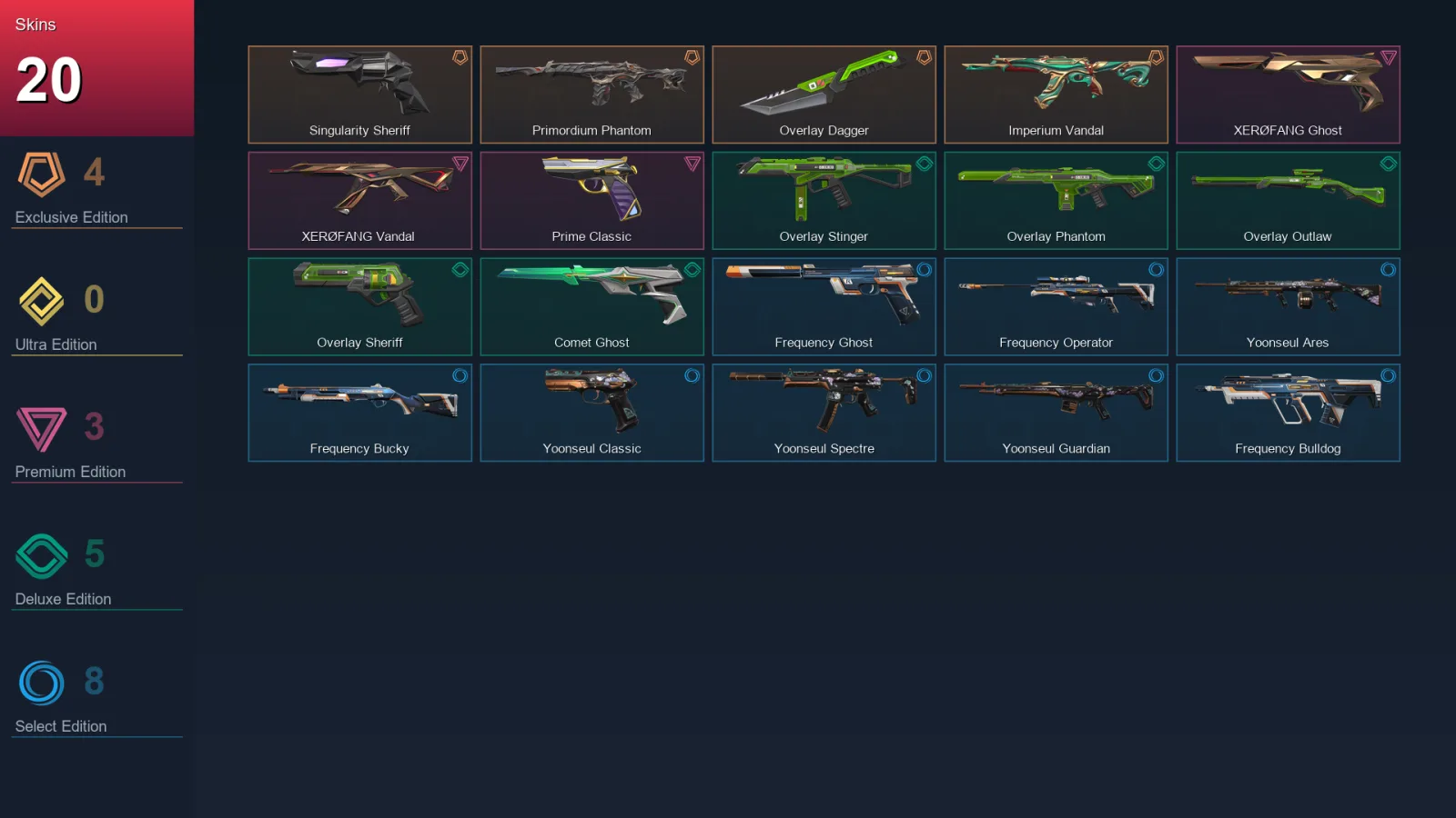 EU | Lv89 | Unranked | 20 Skin | 25 Agent | 39 Buddy