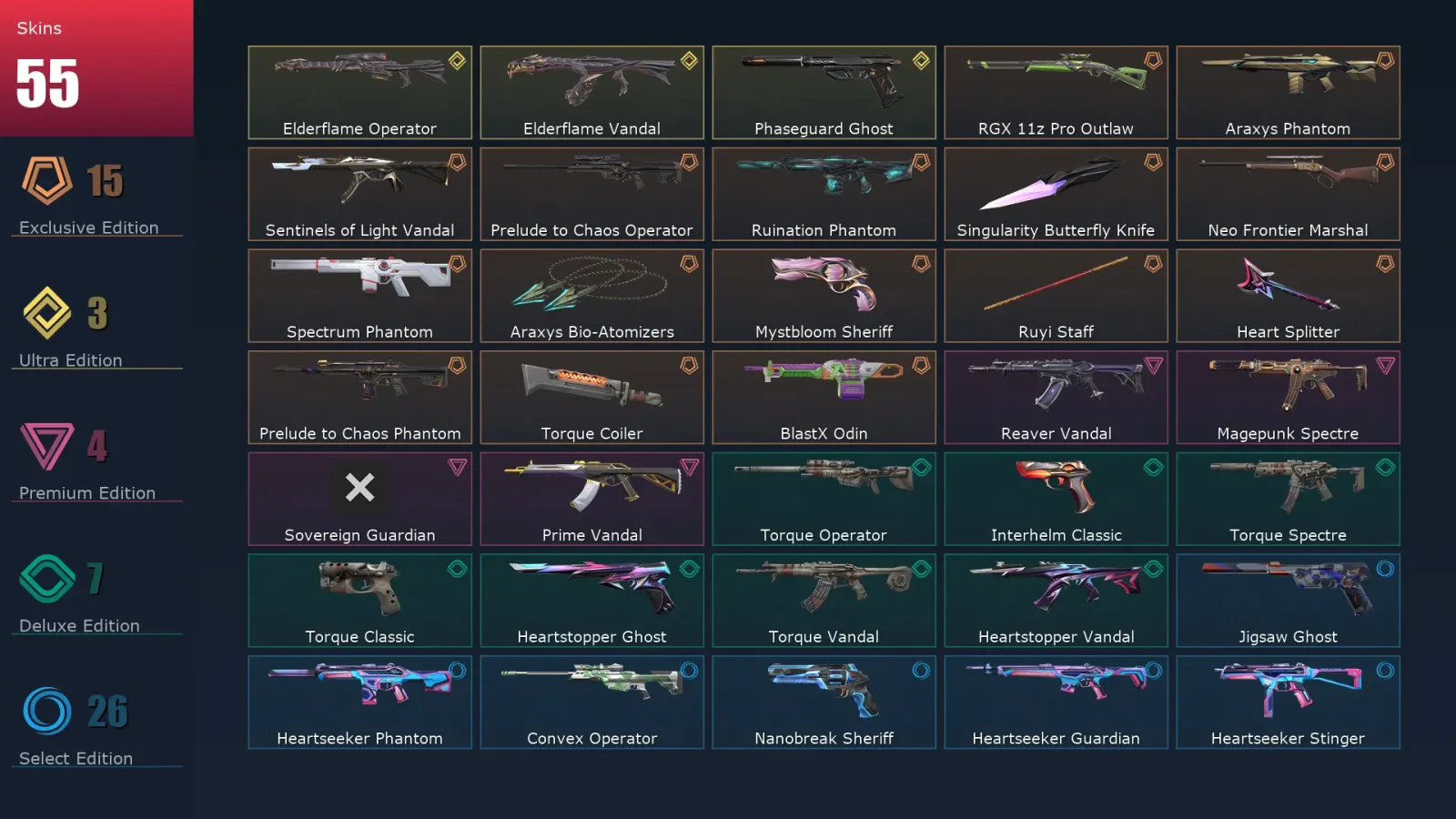 [Valorant] | EU | Level 171 | 28 Agents | 55 Skins — Valorant account