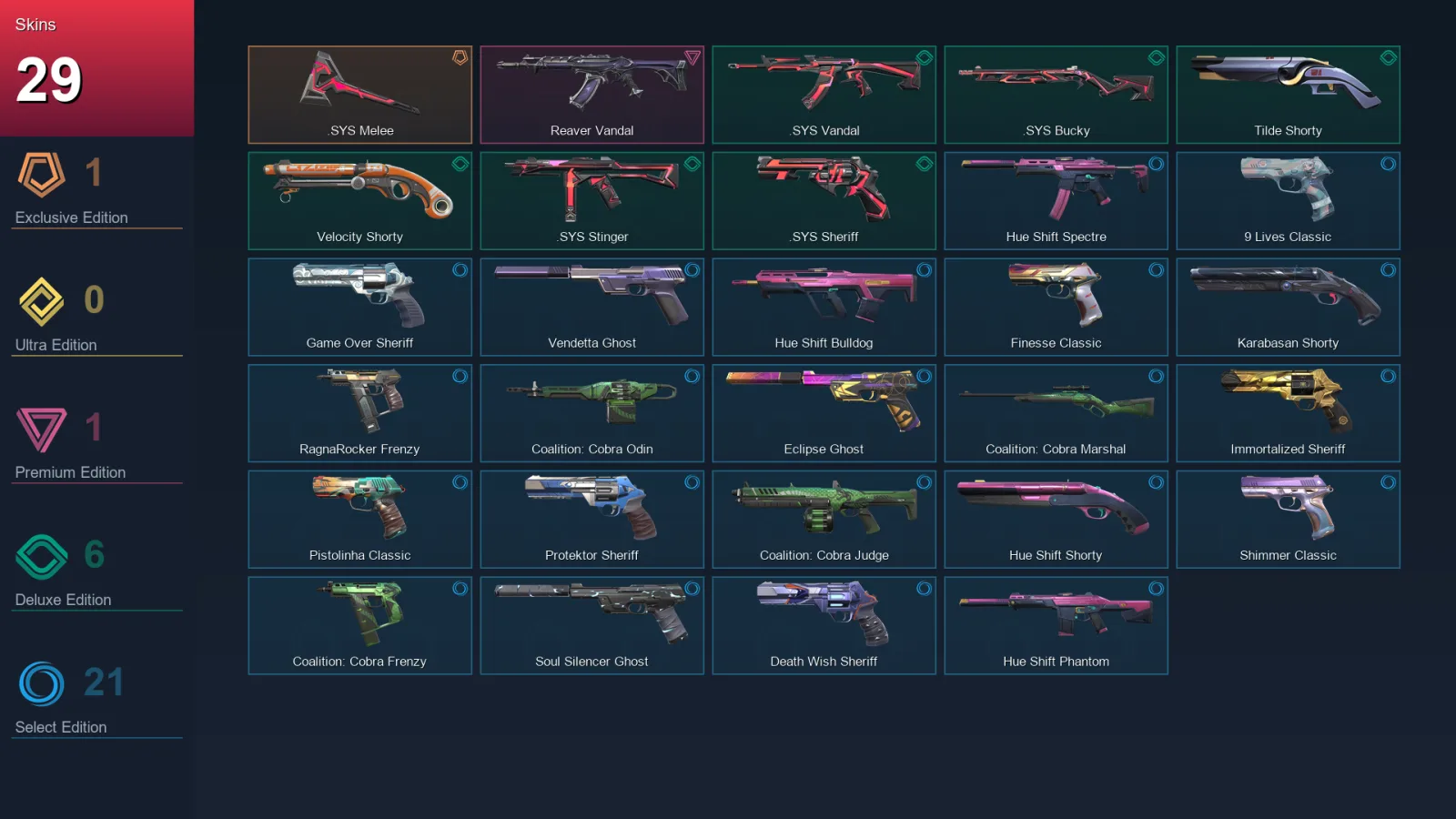 EU | Lv213 | Unranked | 29 Skin | 22 Agent | 77 Buddy