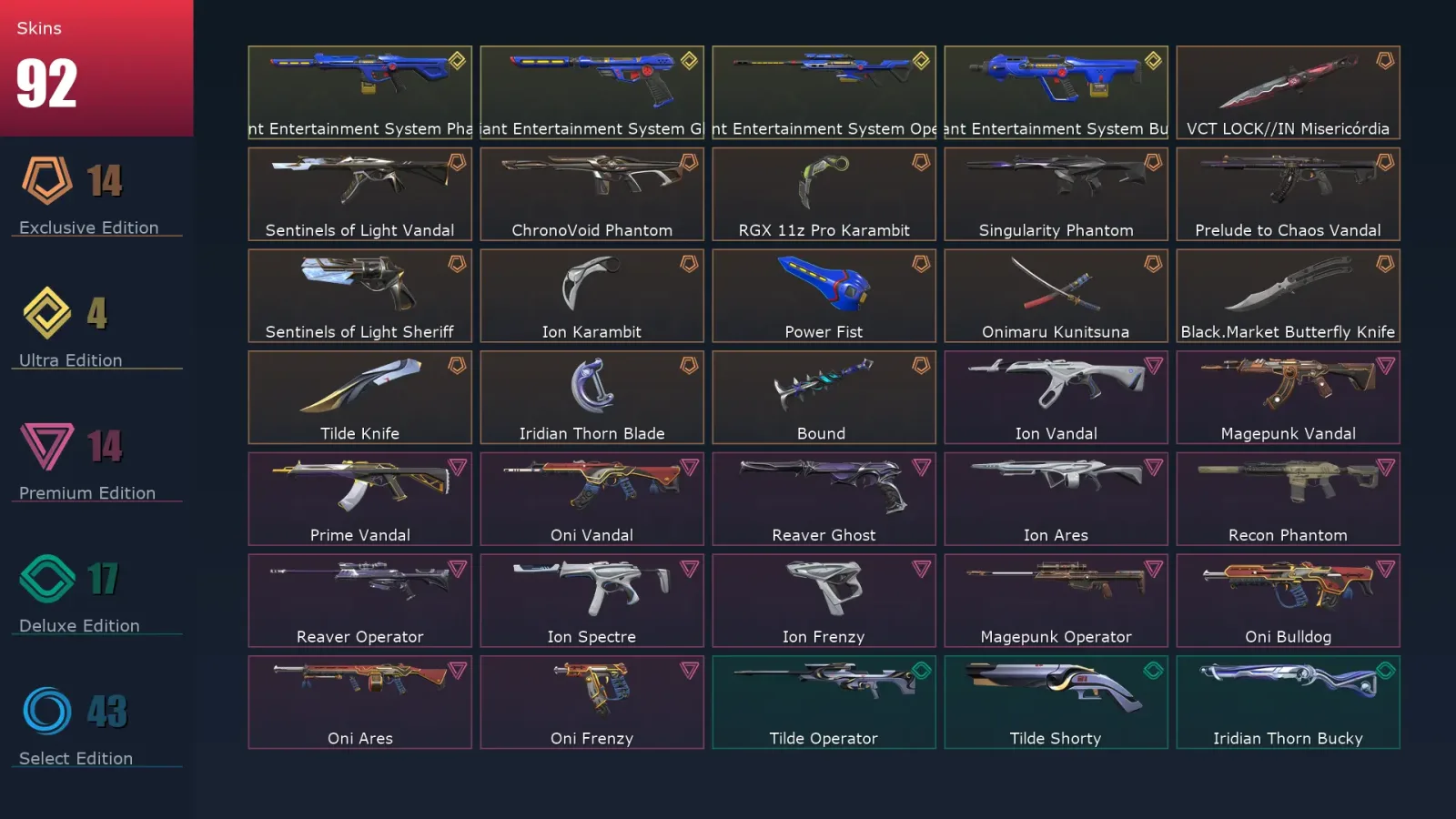 [Valorant] | EU | Level 156 | 28 Agents | 92 Skins — Valorant account