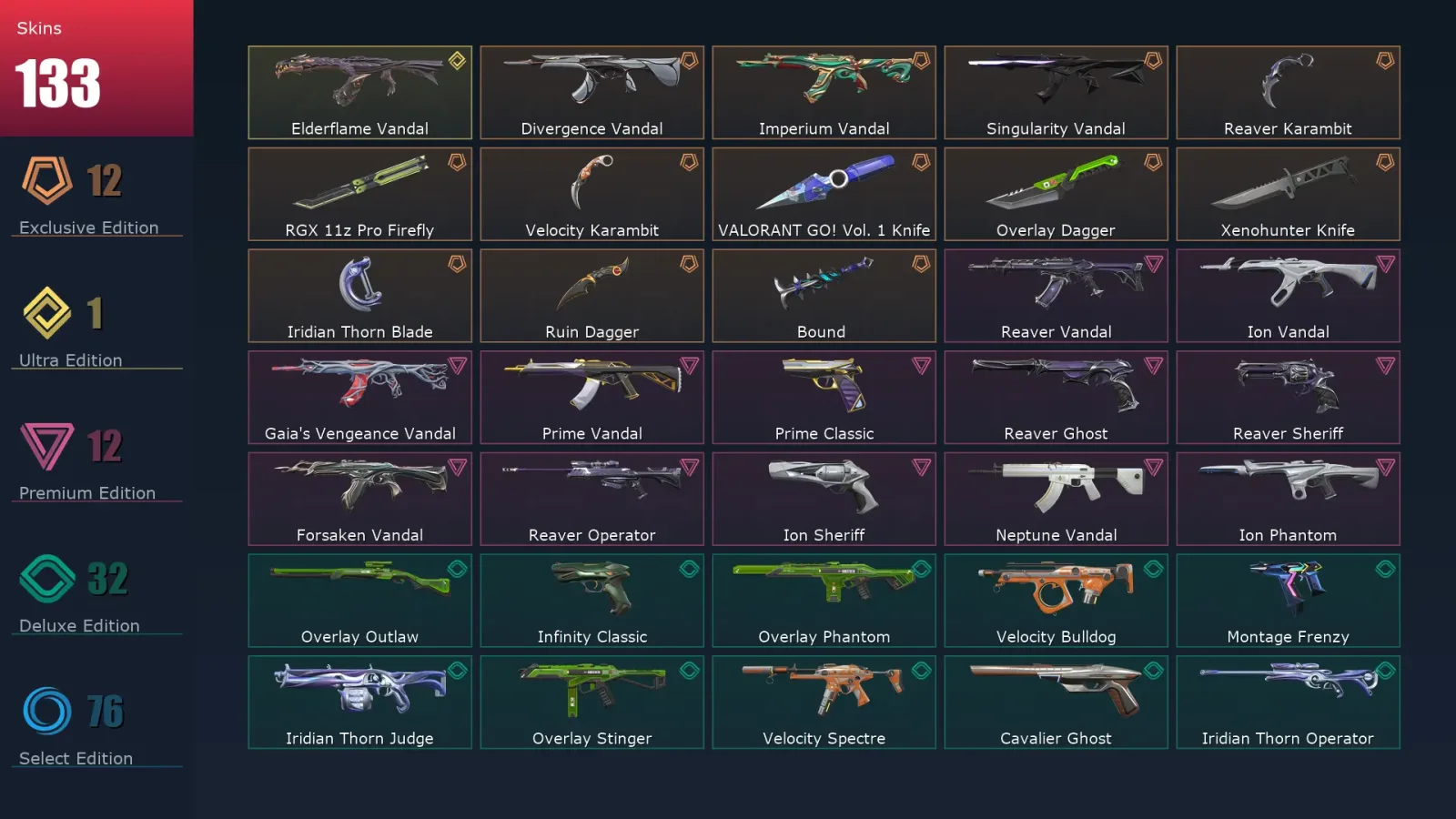 [Valorant] | EU | Level 411 | 29 Agents | 133 Skins — Valorant account