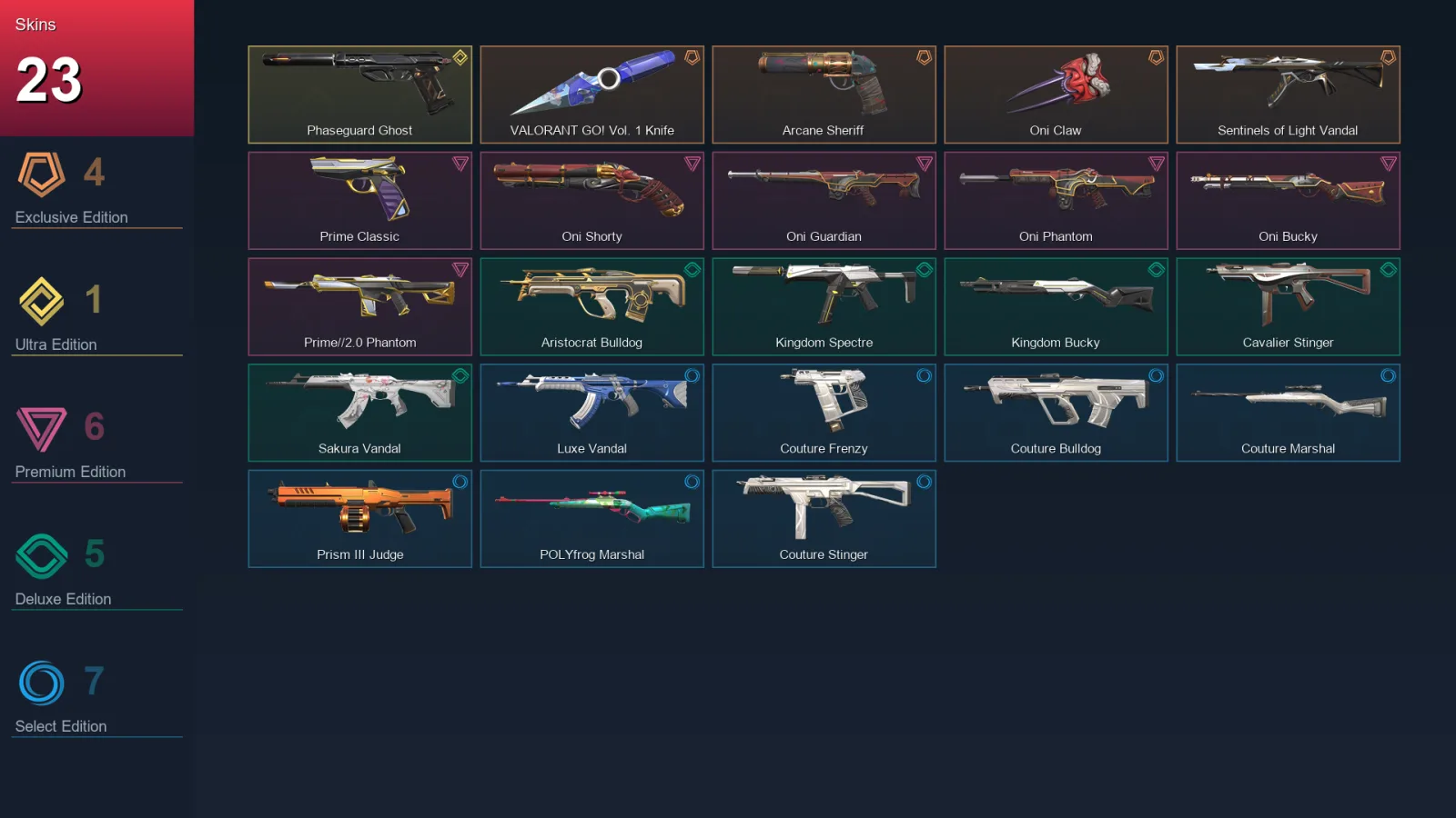AP | Lv23 | Unranked | 23 Skin | 11 Agent | 19 Buddy