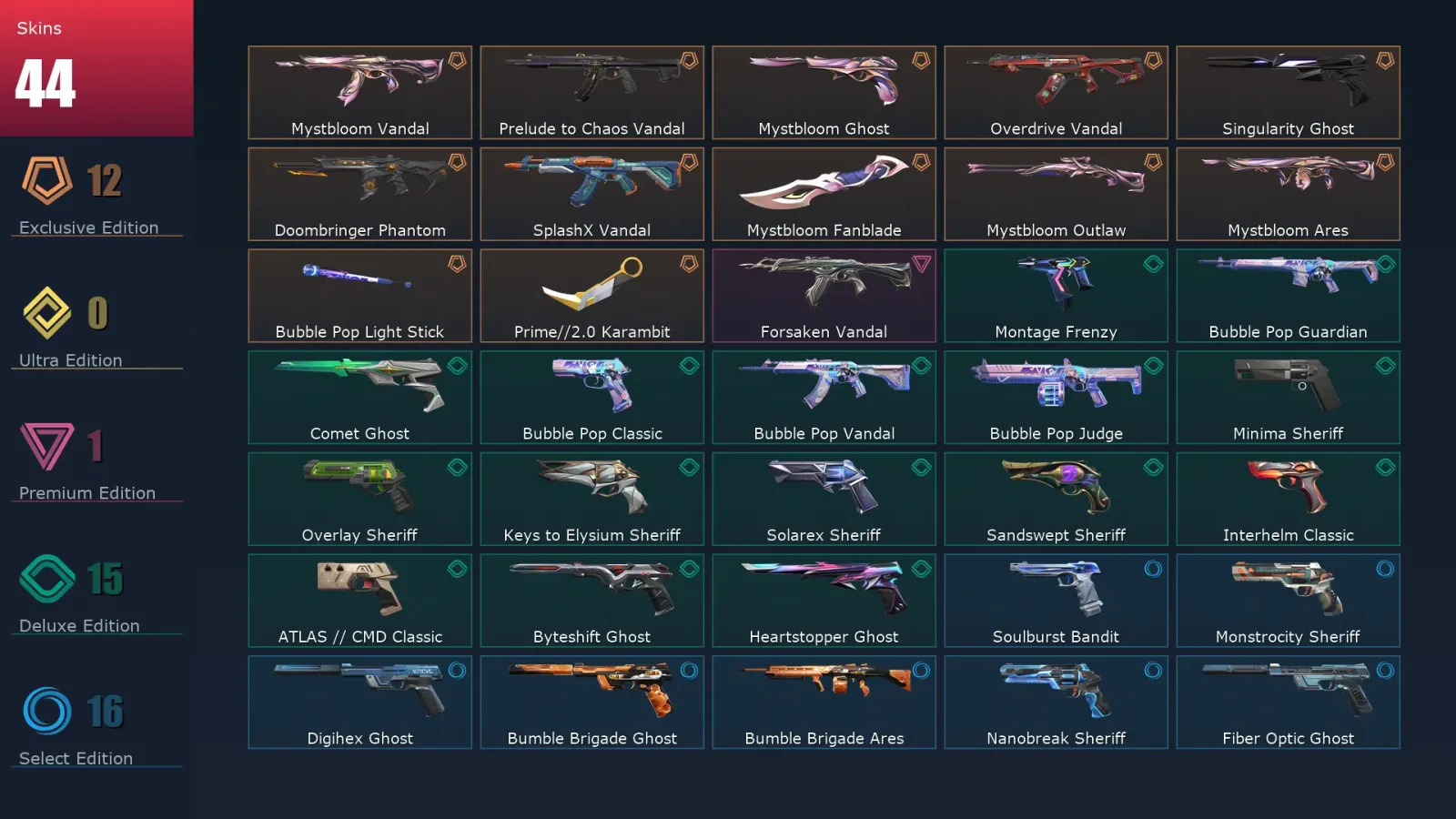 [Valorant] | EU | Level 500 | Ascendant 1 | 29 Agents | 44 Skins — Valorant account
