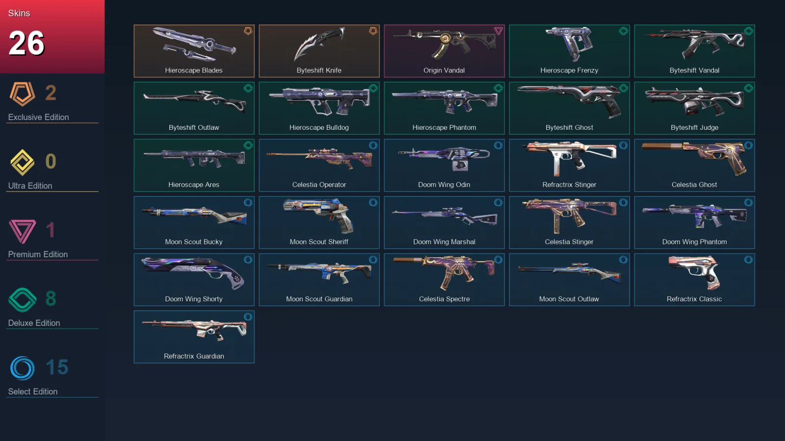 EU | Lv49 | Unranked | 26 Skin | 13 Agent | 28 Buddy — Valorant account