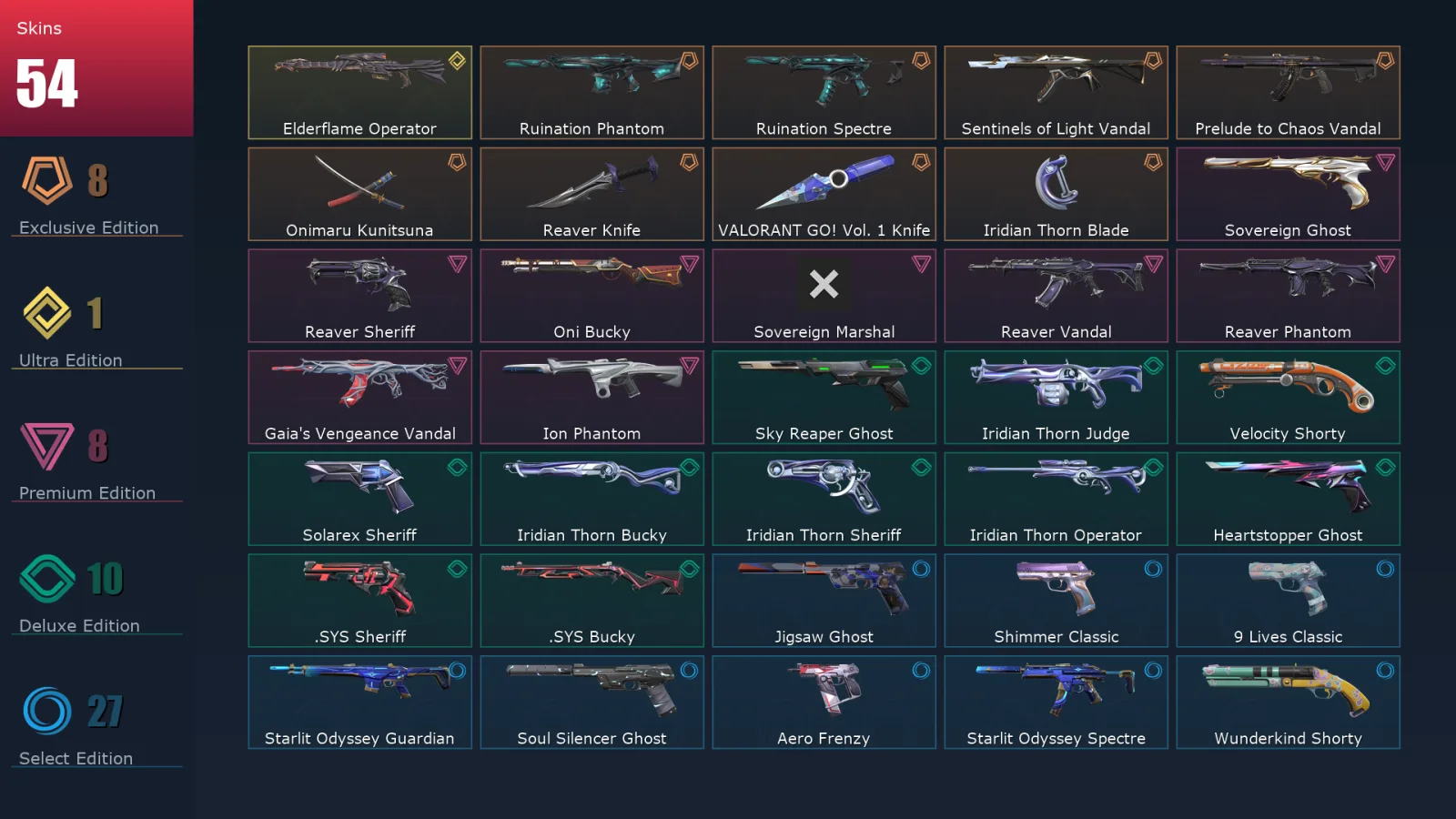 [Valorant] | EU | Level 328 | Diamond 1 | 24 Agents | 54 Skins