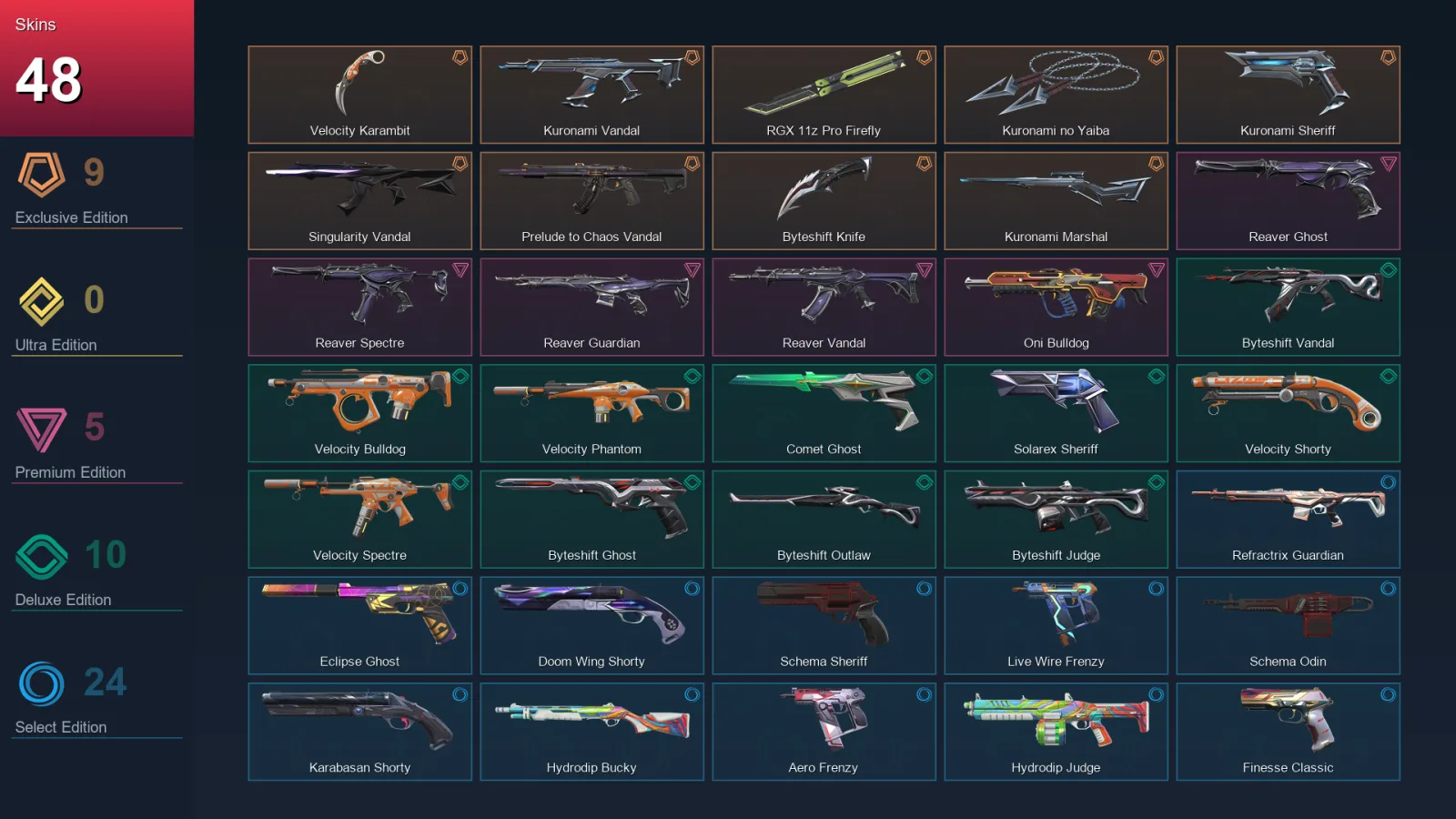 EU | Lv236 | Unranked | 48 Skin | 28 Agent | 89 Buddy — Valorant account