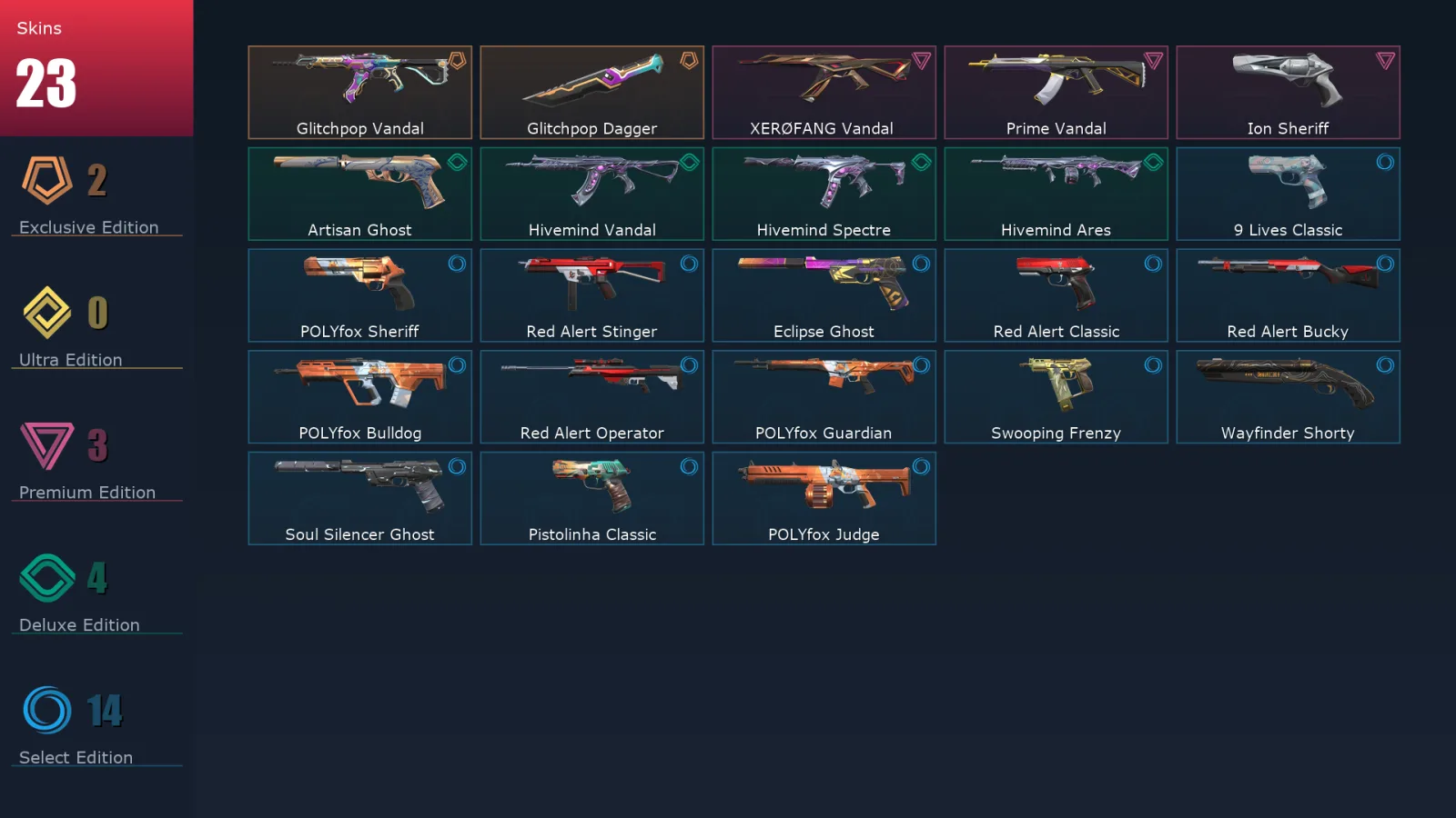 [Valorant] | EU | Level 161 | 26 Agents | 23 Skins
