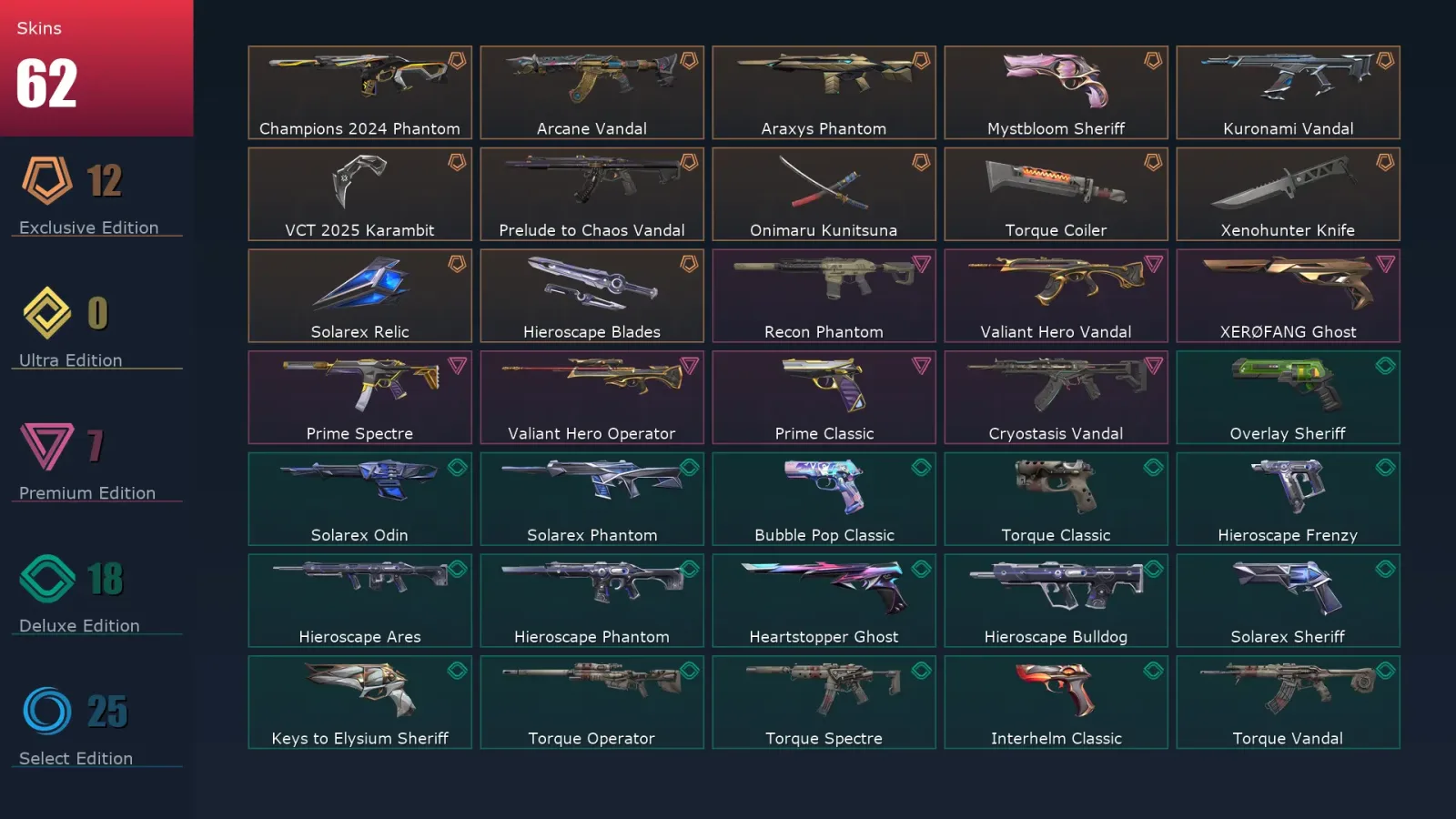 [Valorant] | EU | Level 182 | Diamond 1 | 29 Agents | 62 Skins — Valorant account