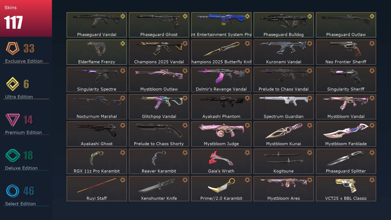 [Valorant] | EU | Level 84 | 28 Agents | 117 Skins