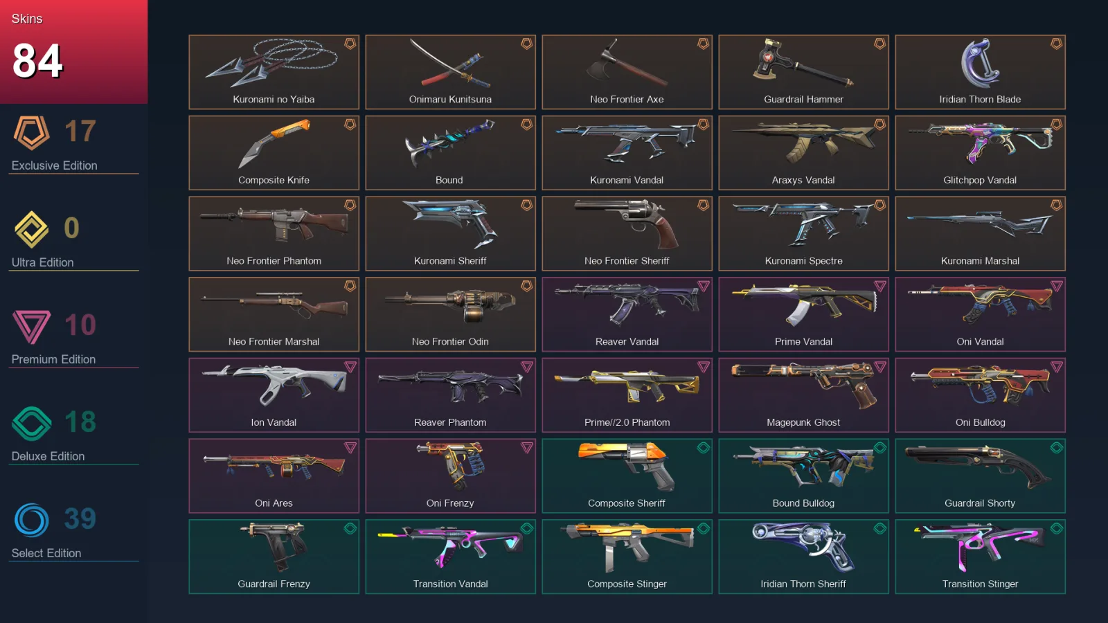 NA | Lv154 | Unranked | 84 Skin | 27 Agent | 88 Buddy — Valorant account