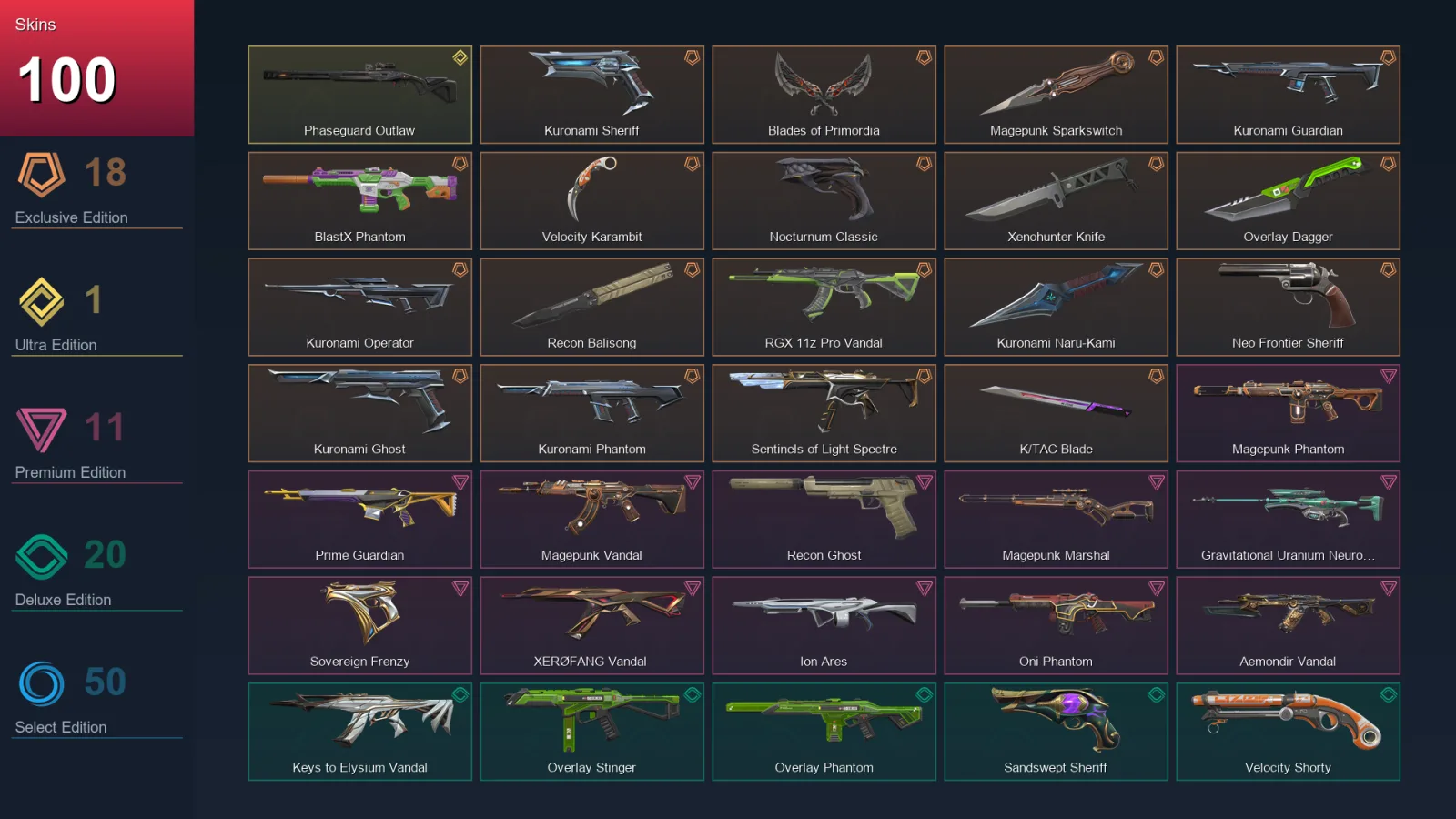 EU | Lv379 | Unranked | 100 Skin | 29 Agent | 160 Buddy