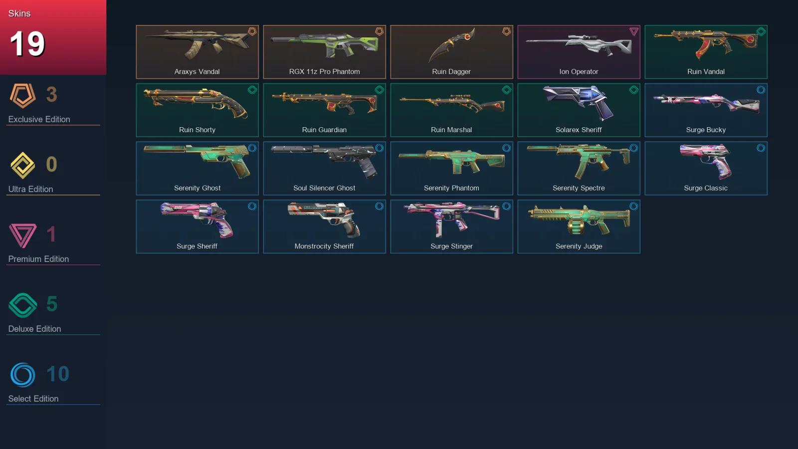 AP | Lv95 | Unranked | 19 Skin | 26 Agent | 50 Buddy