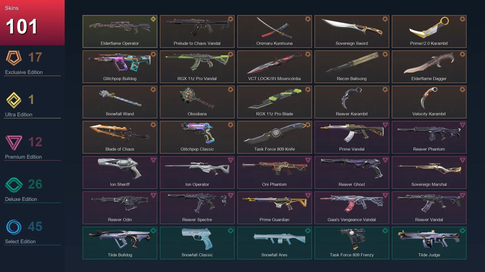 NA | Lv124 | Unranked | 101 Skin | 28 Agent | 83 Buddy — Valorant account