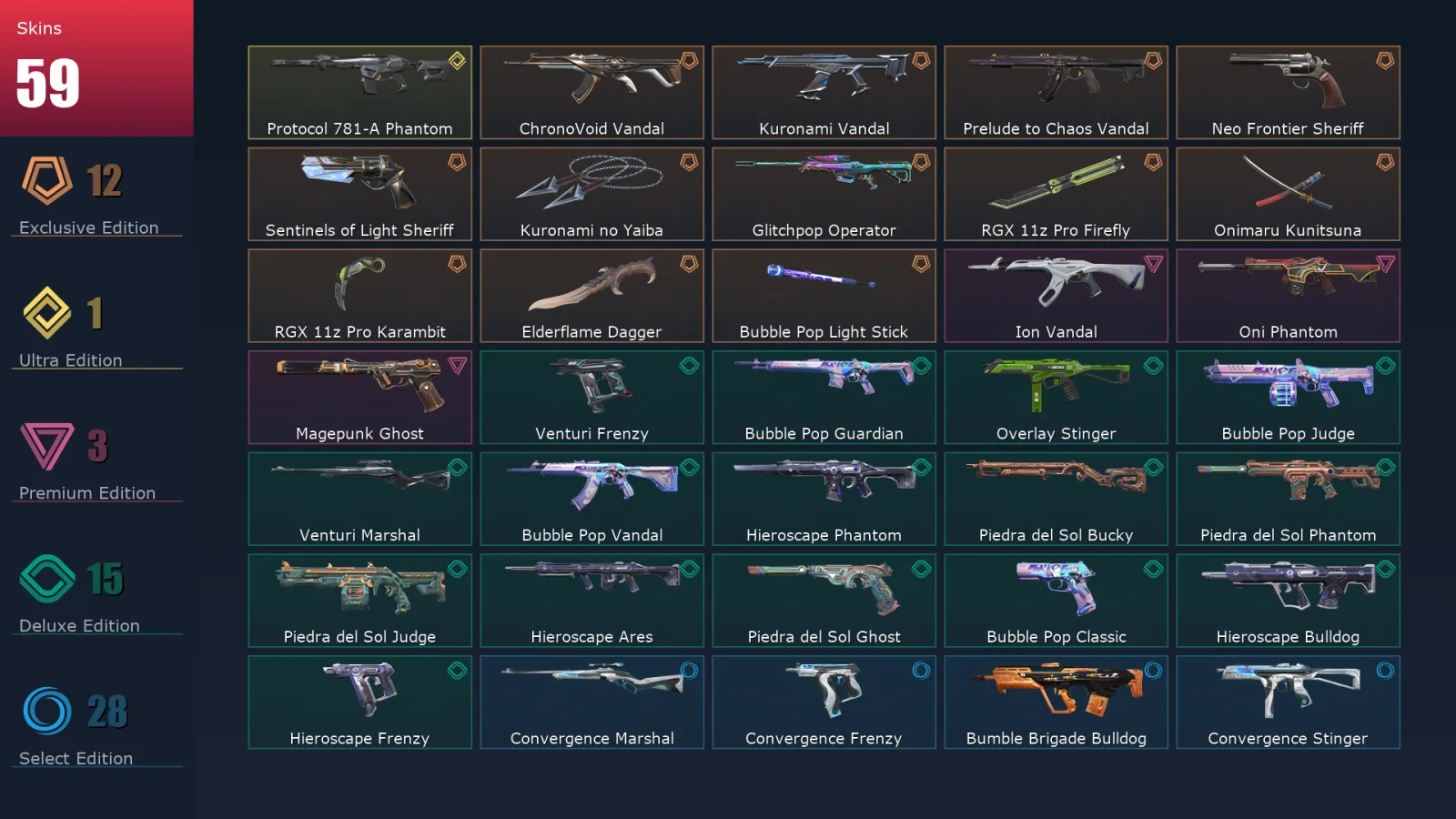 [Valorant] | EU | Level 74 | 24 Agents | 59 Skins — Valorant account