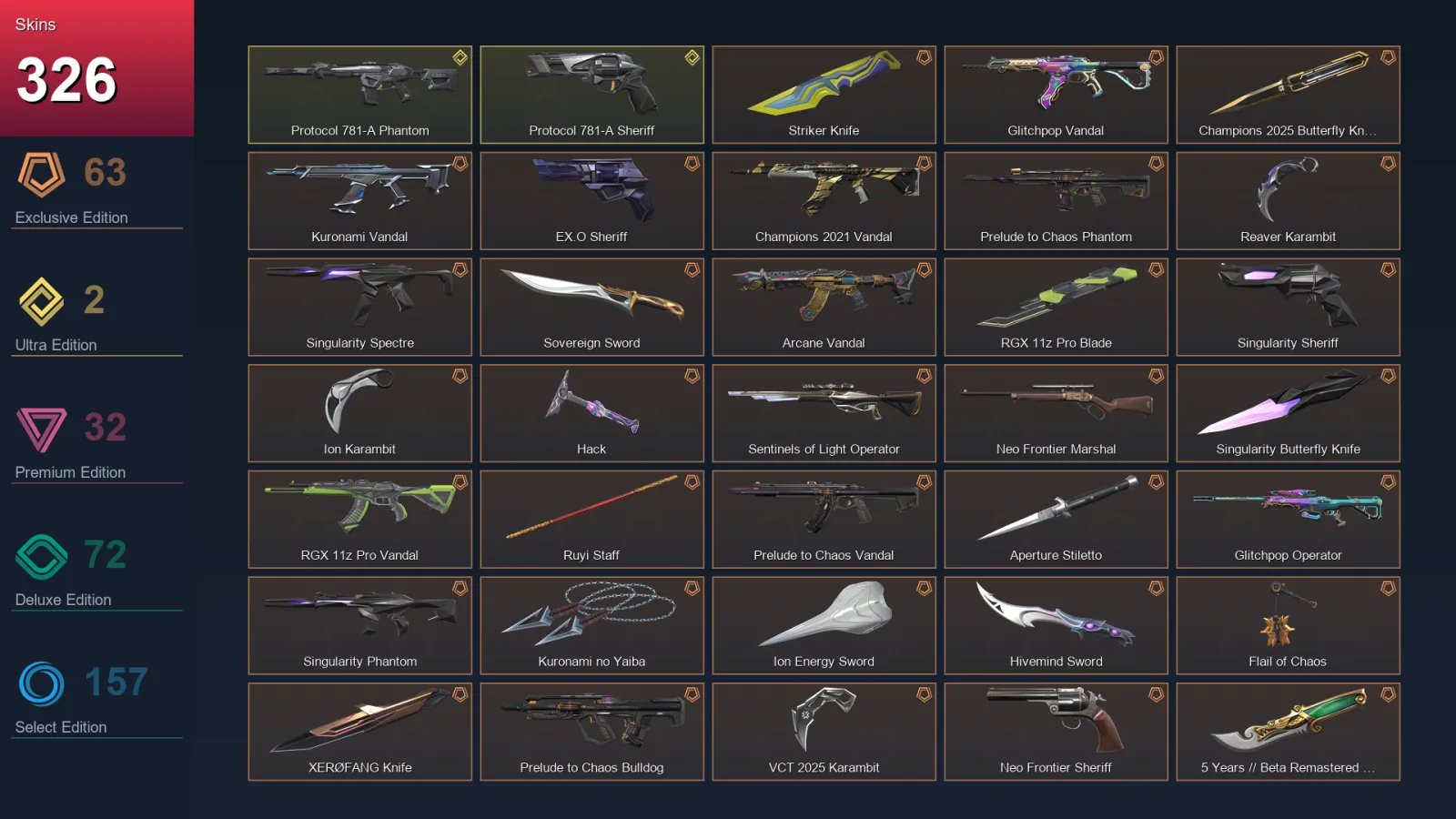EU | Lv191 | Unranked | 326 Skin | 27 Agent | 212 Buddy
