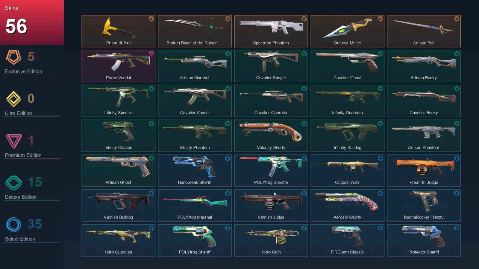 AP | Lv211 | Unranked | 56 Skin | 25 Agent | 90 Buddy