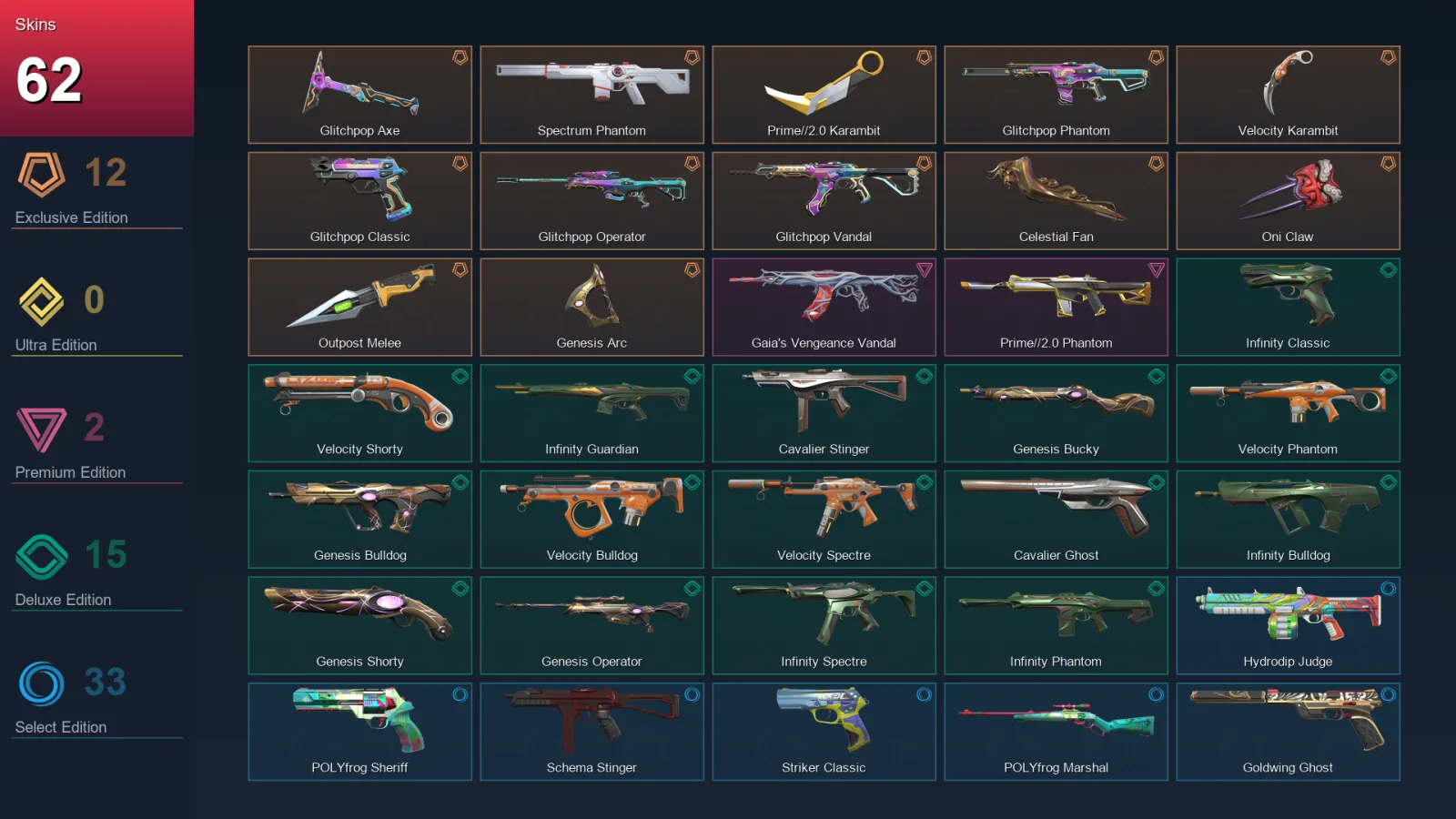 BR | Lv113 | Unranked | 62 Skin | 21 Agent | 76 Buddy