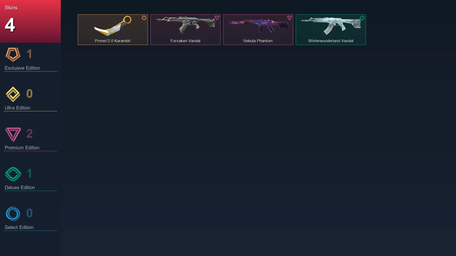 EU | Lv36 | Unranked | 4 Skin | 13 Agent | 20 Buddy — Forsaken Vandal