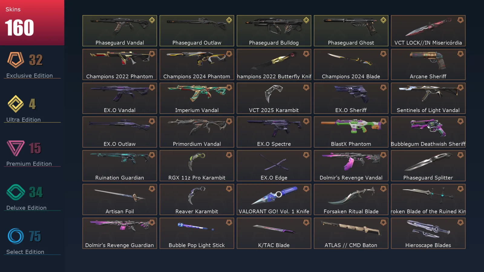 [Valorant] | EU | Level 343 | 27 Agents | 160 Skins